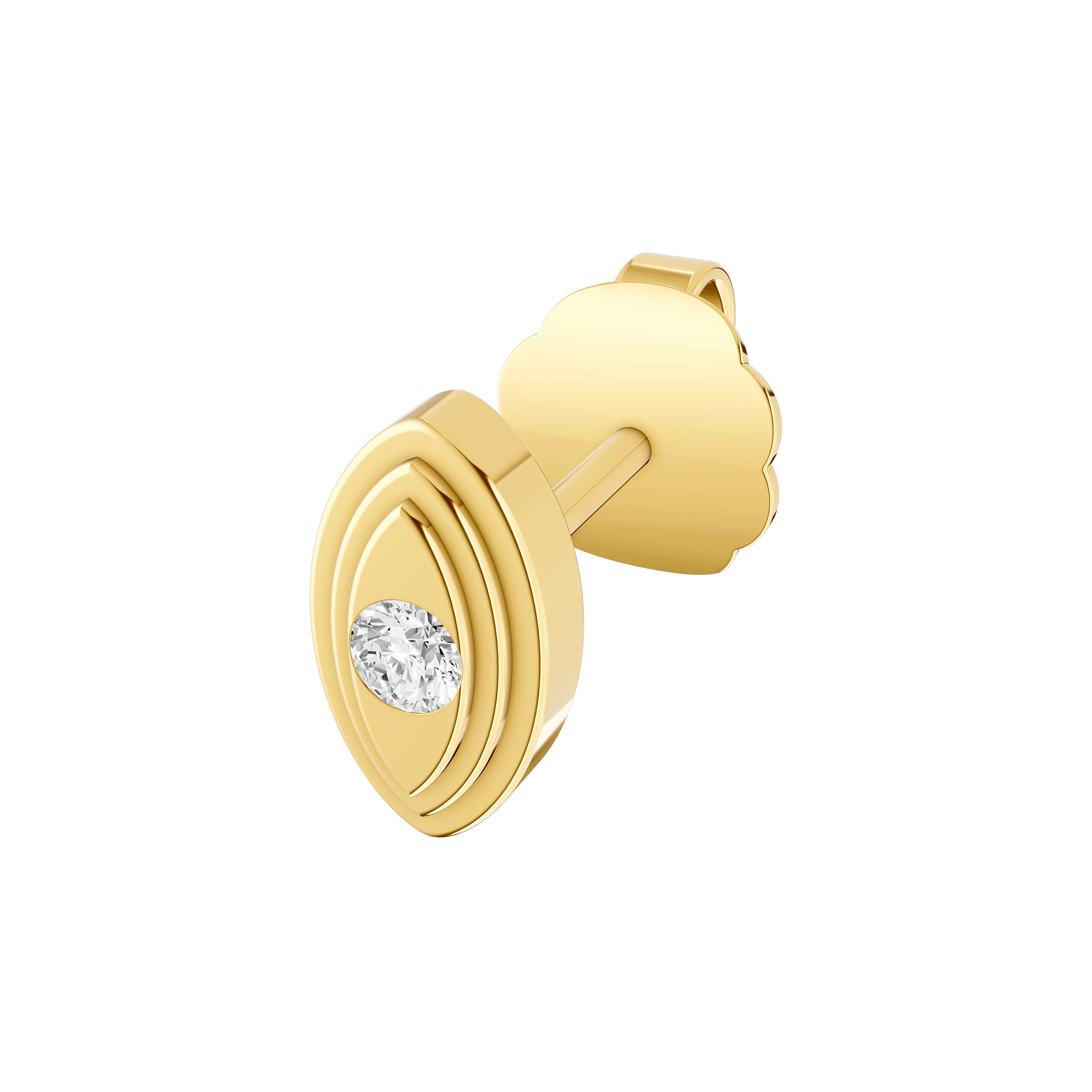 14K Yellow Gold 0.05tcw Diamond Marquise Shape Stud Earrings