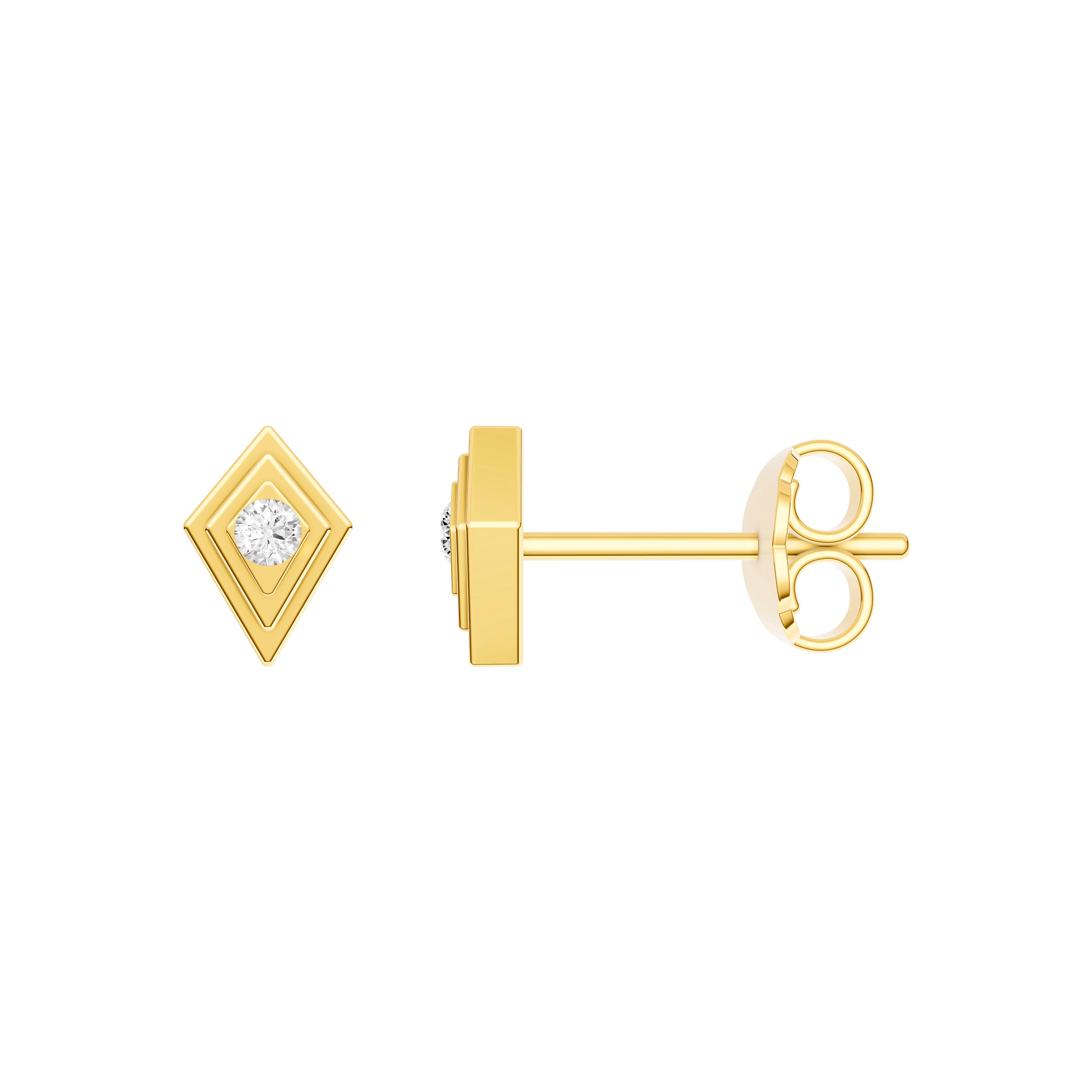 14K Yellow Gold 0.05tcw Diamond Kite Shape Stud Earrings