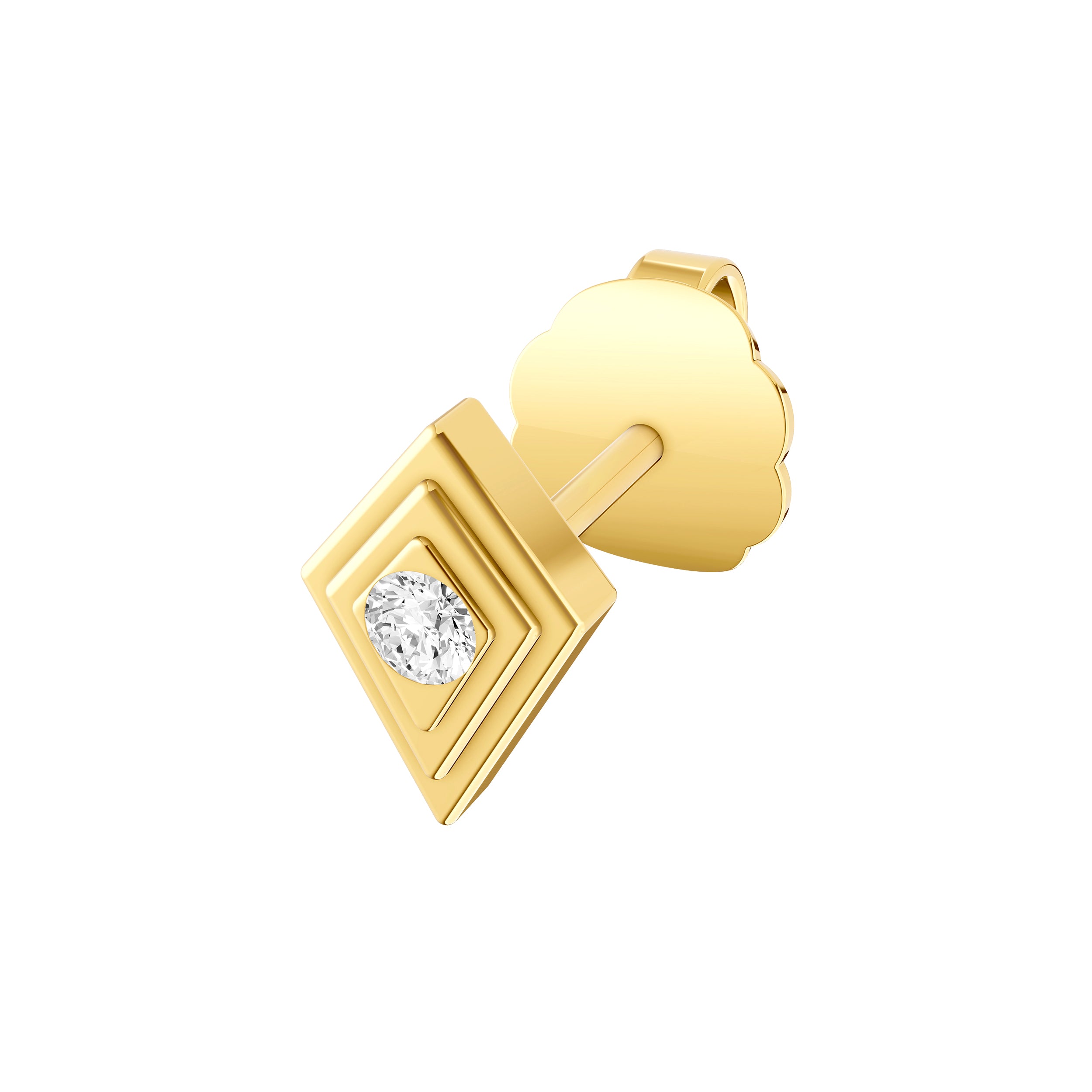 14K Yellow Gold 0.05tcw Diamond Kite Shape Stud Earrings