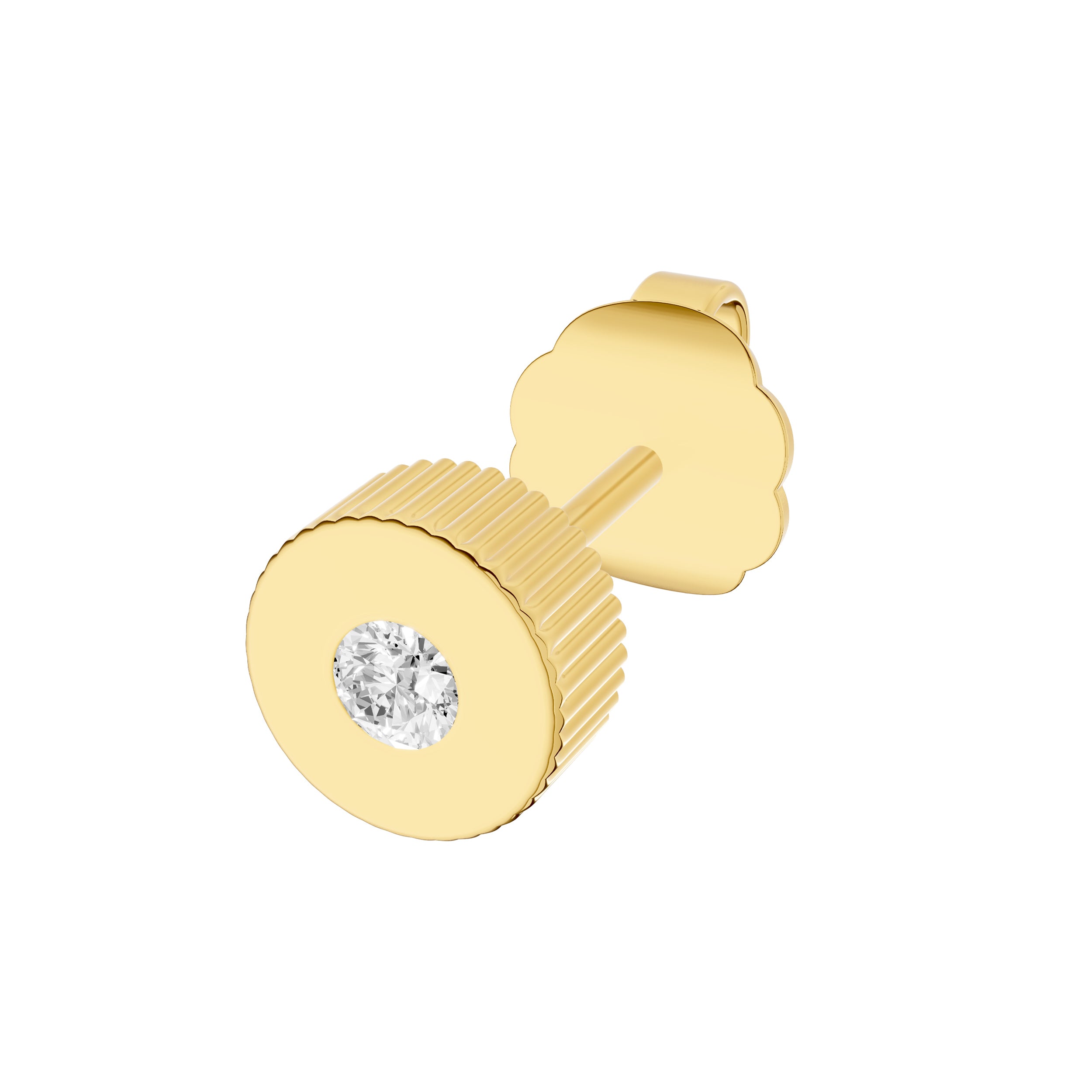 14K Yellow Gold 0.05tcw Diamond Ridge Edge Stud Earrings