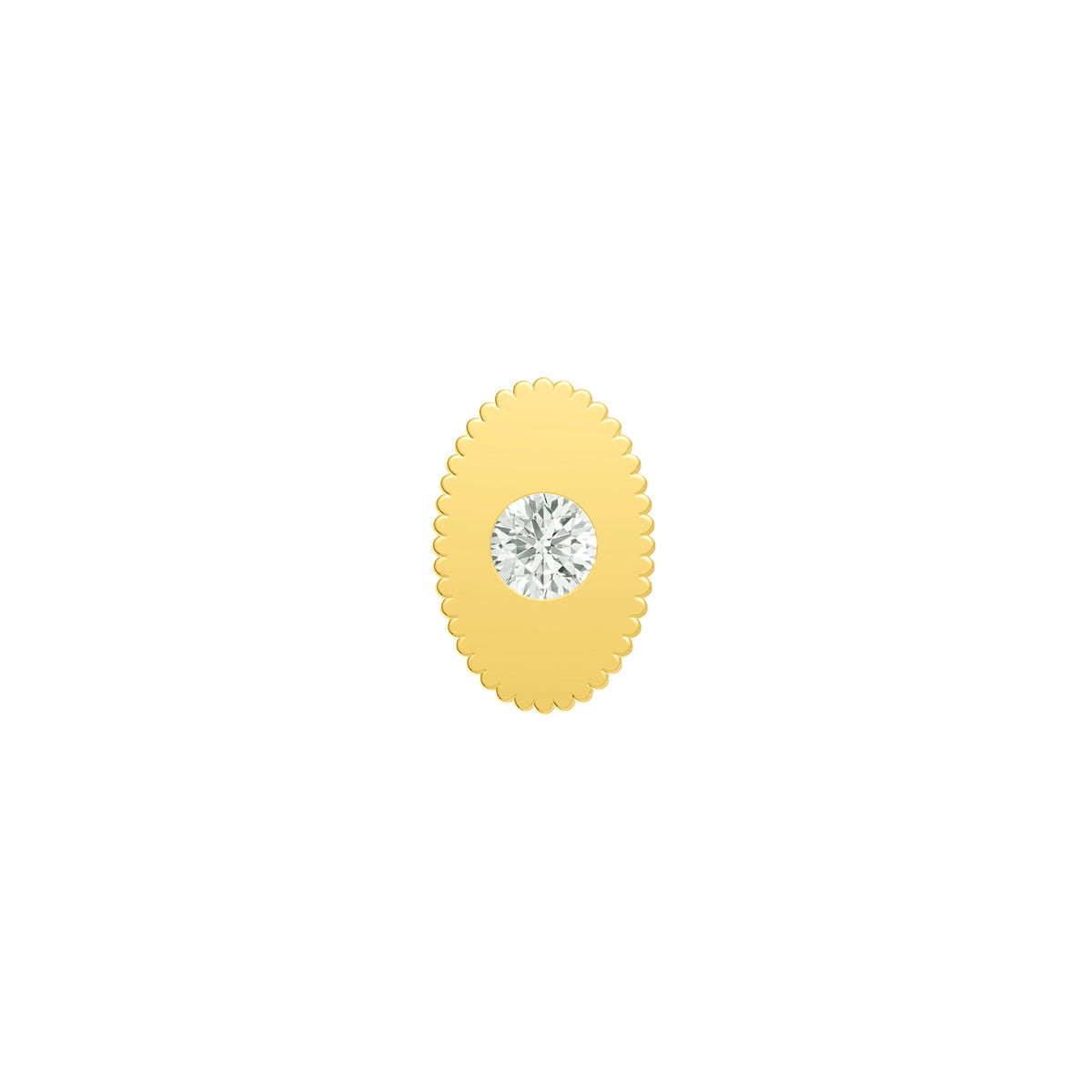 14K Yellow Gold 1/20tcw Diamond Oval Ridge Edge Stud Earrings