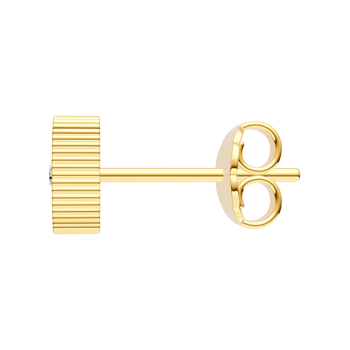 14K Yellow Gold 1/20tcw Diamond Oval Ridge Edge Stud Earrings