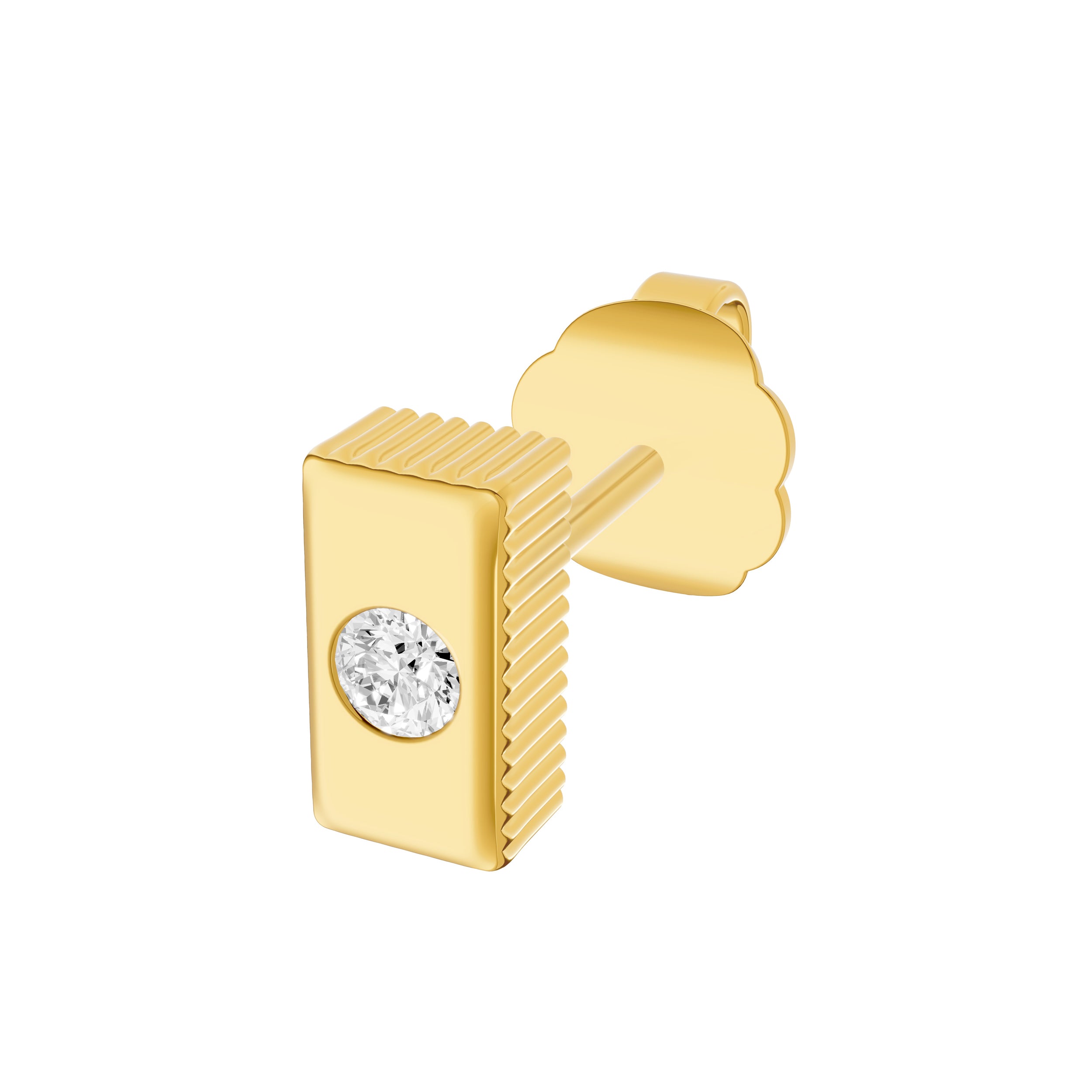 14K Yellow Gold 0.05tcw Diamond Rectangular Ridge Stud Earrings Birmingham Jewelry Earrings Birmingham Jewelry 