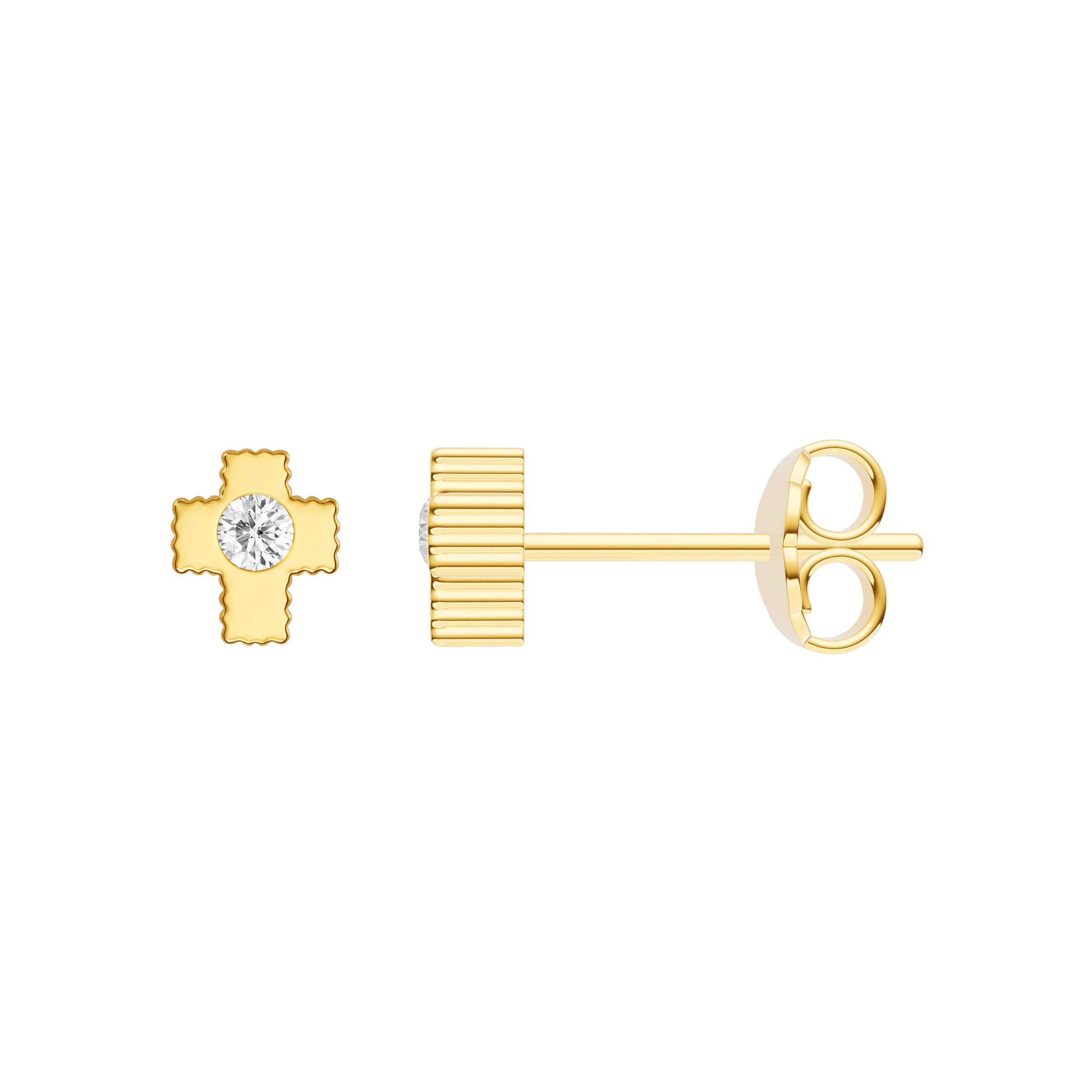 14K Yellow Gold 0.05tcw Diamond Cross Stud Earrings Birmingham Jewelry Earrings Birmingham Jewelry 