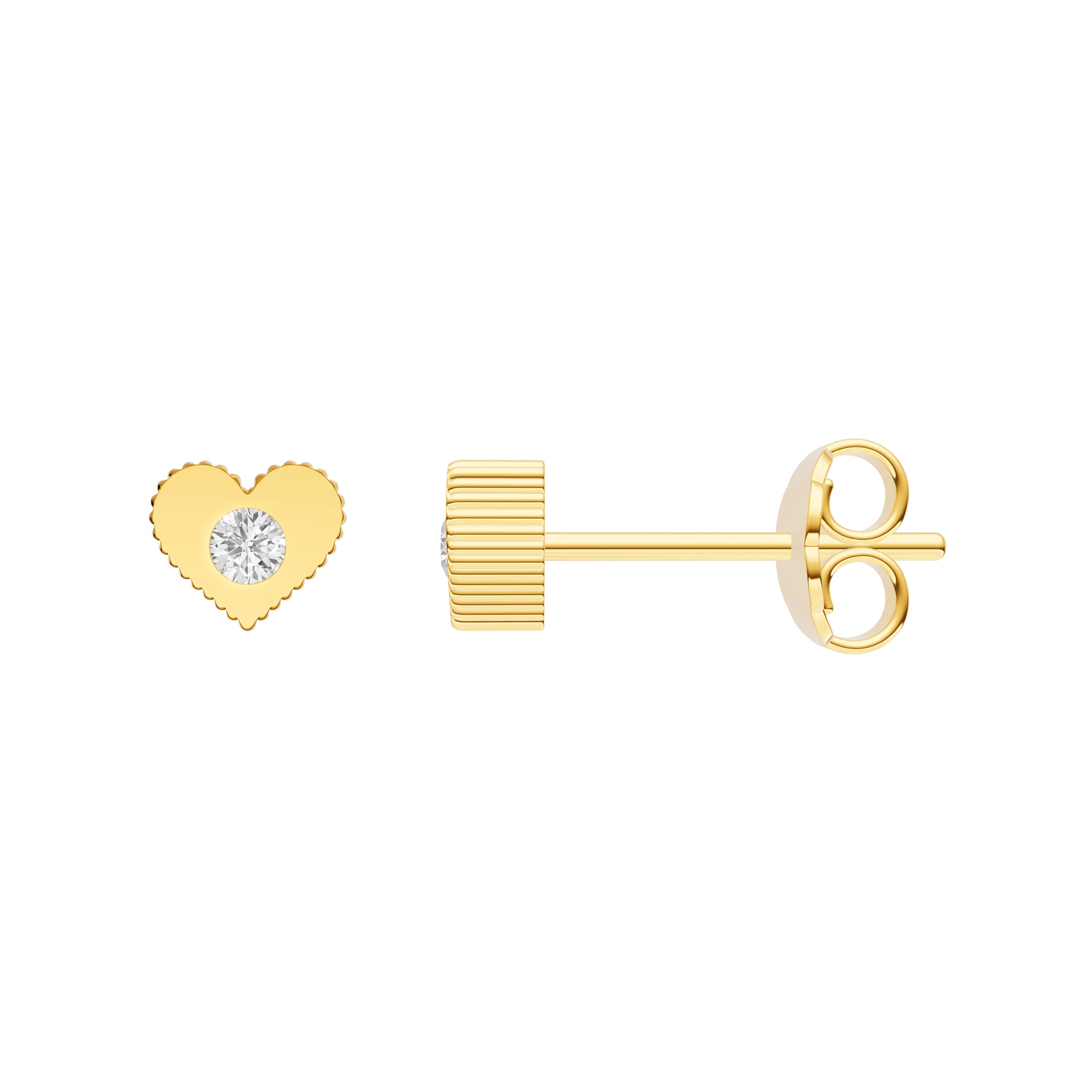 14K Yellow Gold 0.05tcw Diamond Heart Stud Earrings