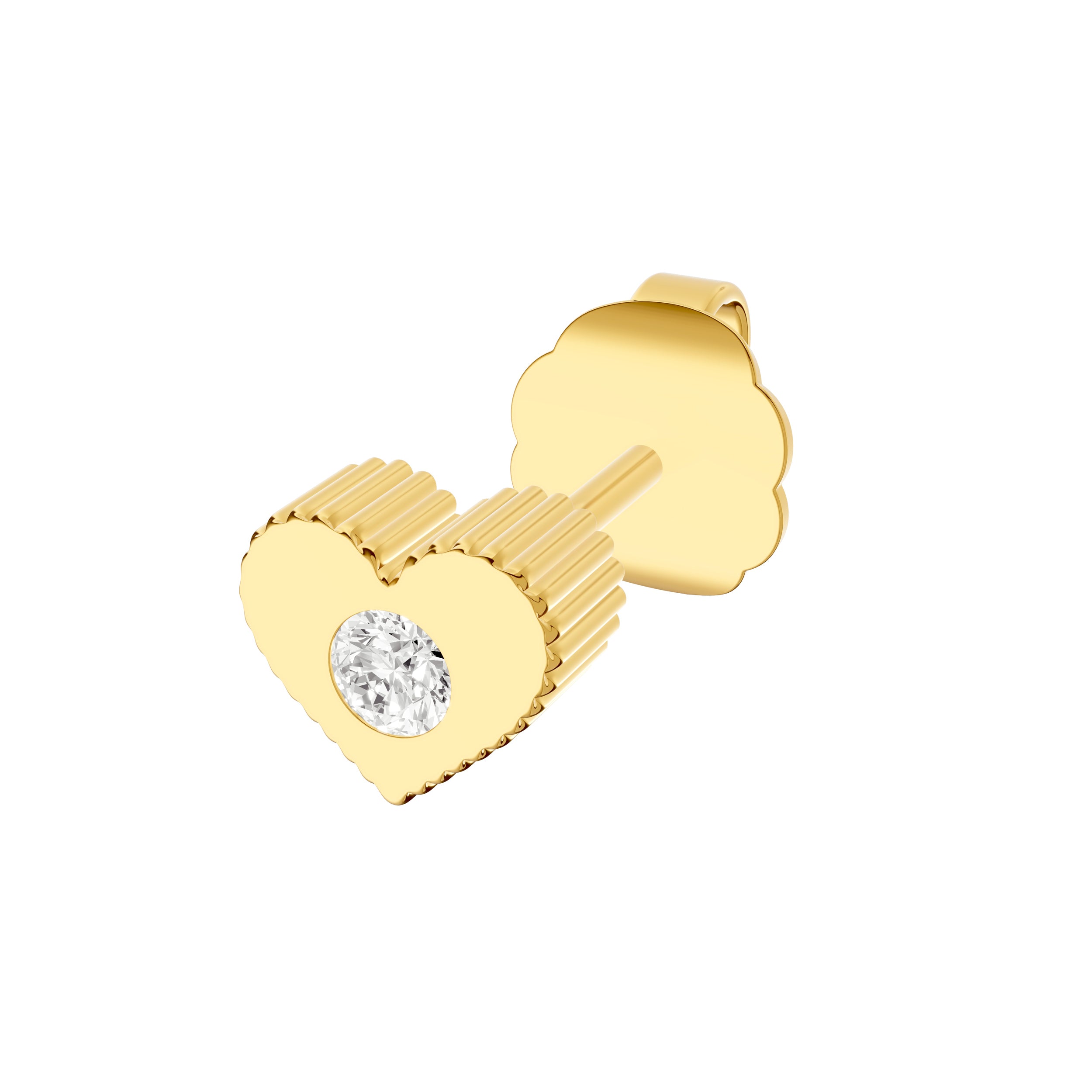 14K Yellow Gold 0.05tcw Diamond Heart Stud Earrings