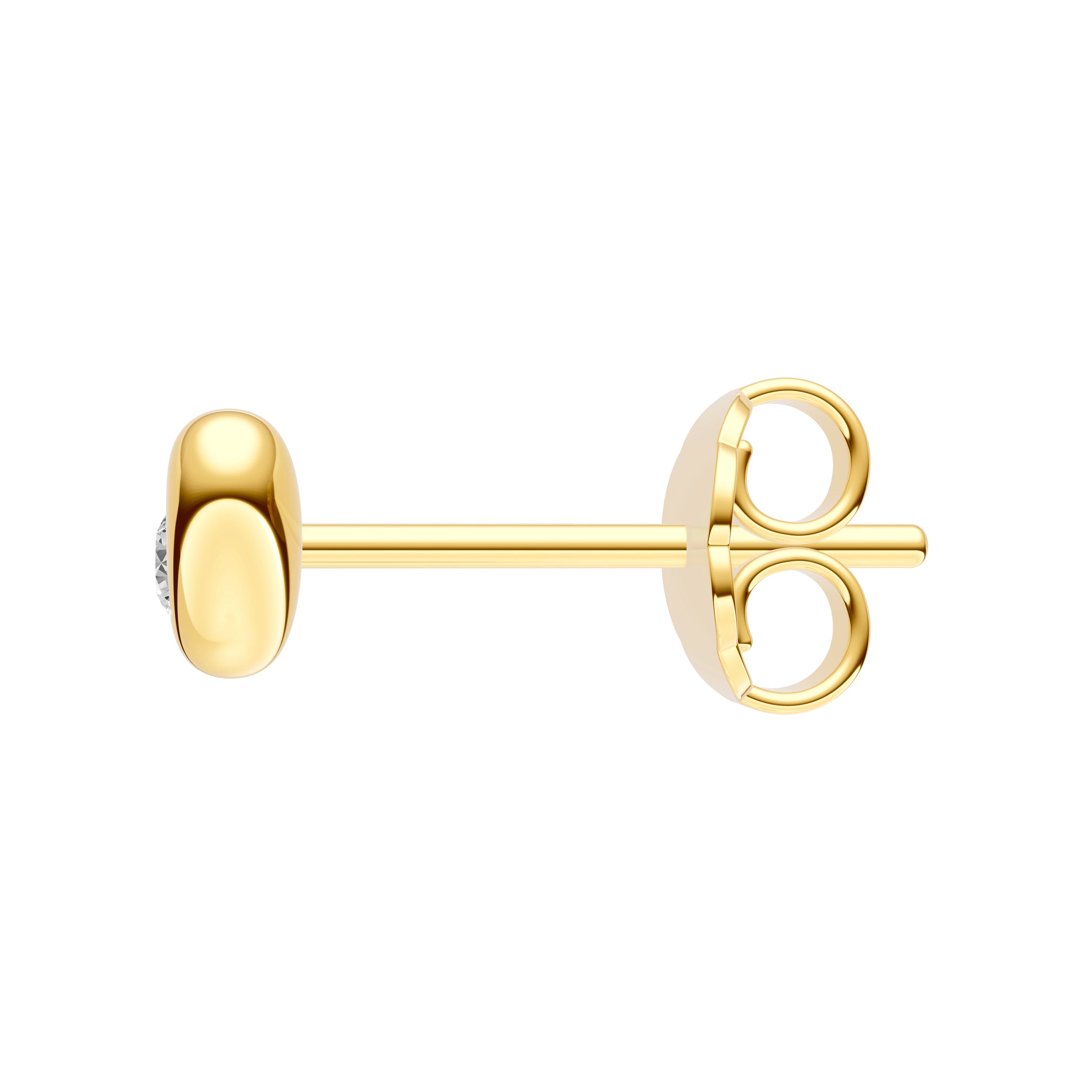 14K Yellow Gold 0.05tcw Diamond Puff Heart Stud Earrings