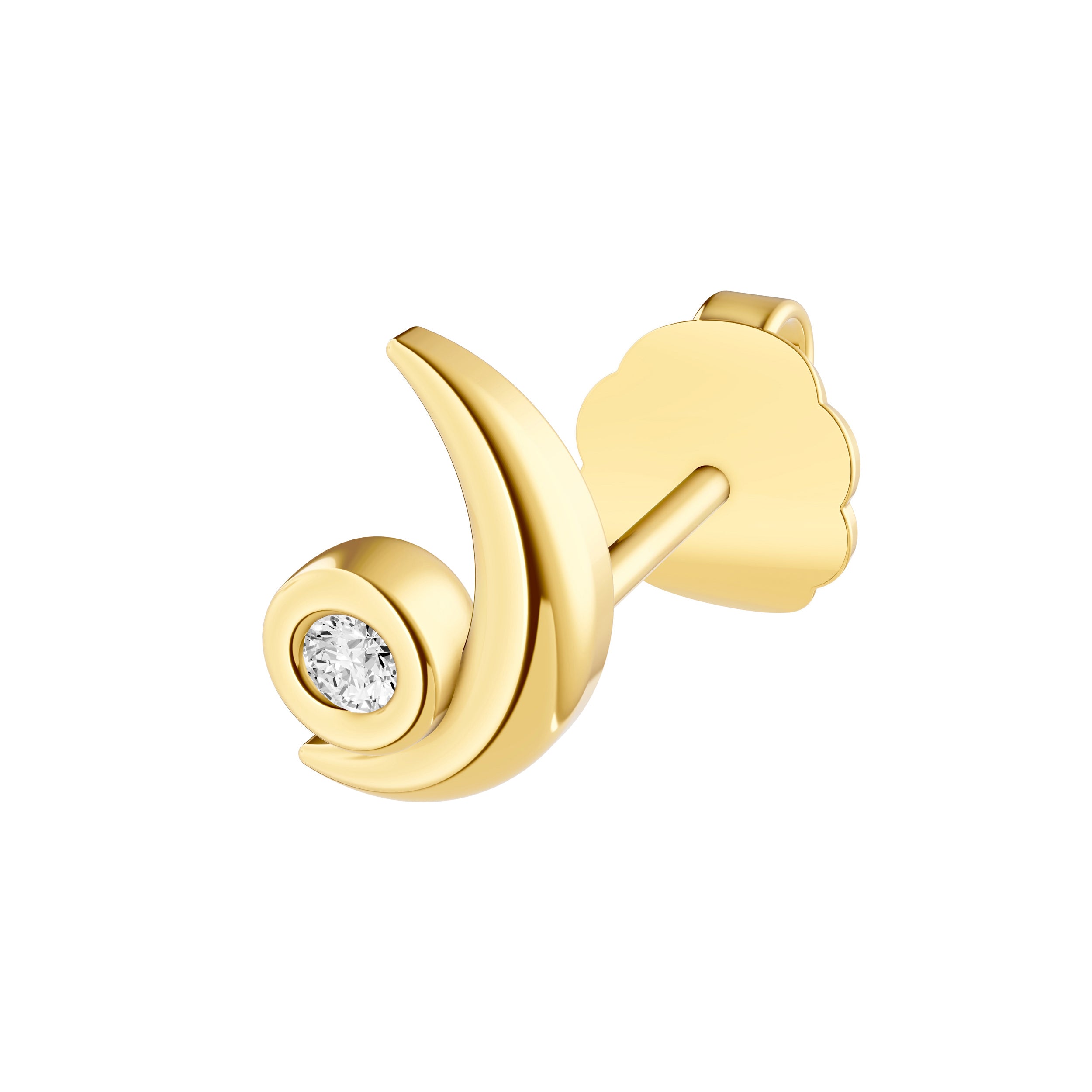 14K Yellow Gold 3pt Diamond Crescent Moon Earrings