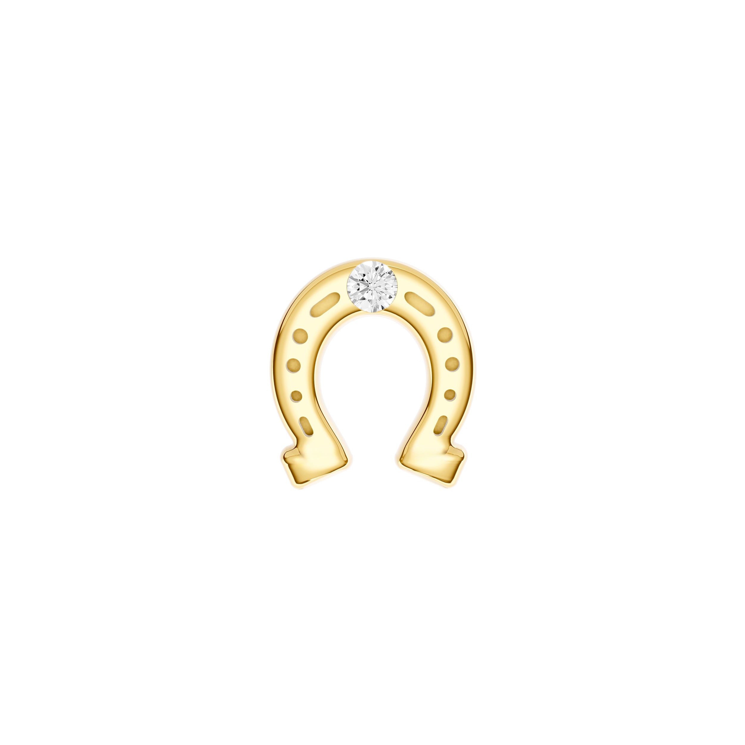 14K Yellow Gold 1.5pt Diamond Horse Shoe Stud Earrings