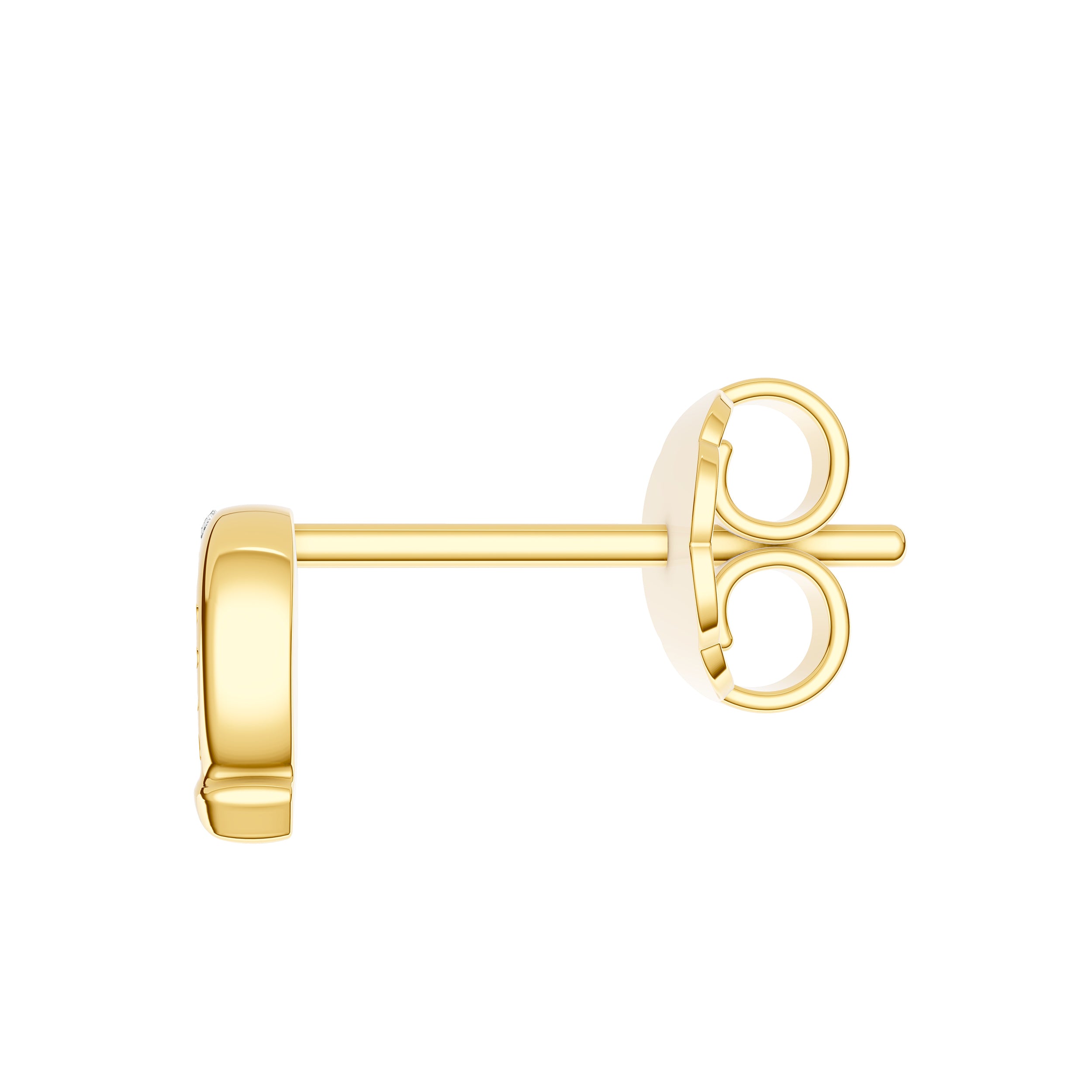 14K Yellow Gold 1.5pt Diamond Horse Shoe Stud Earrings