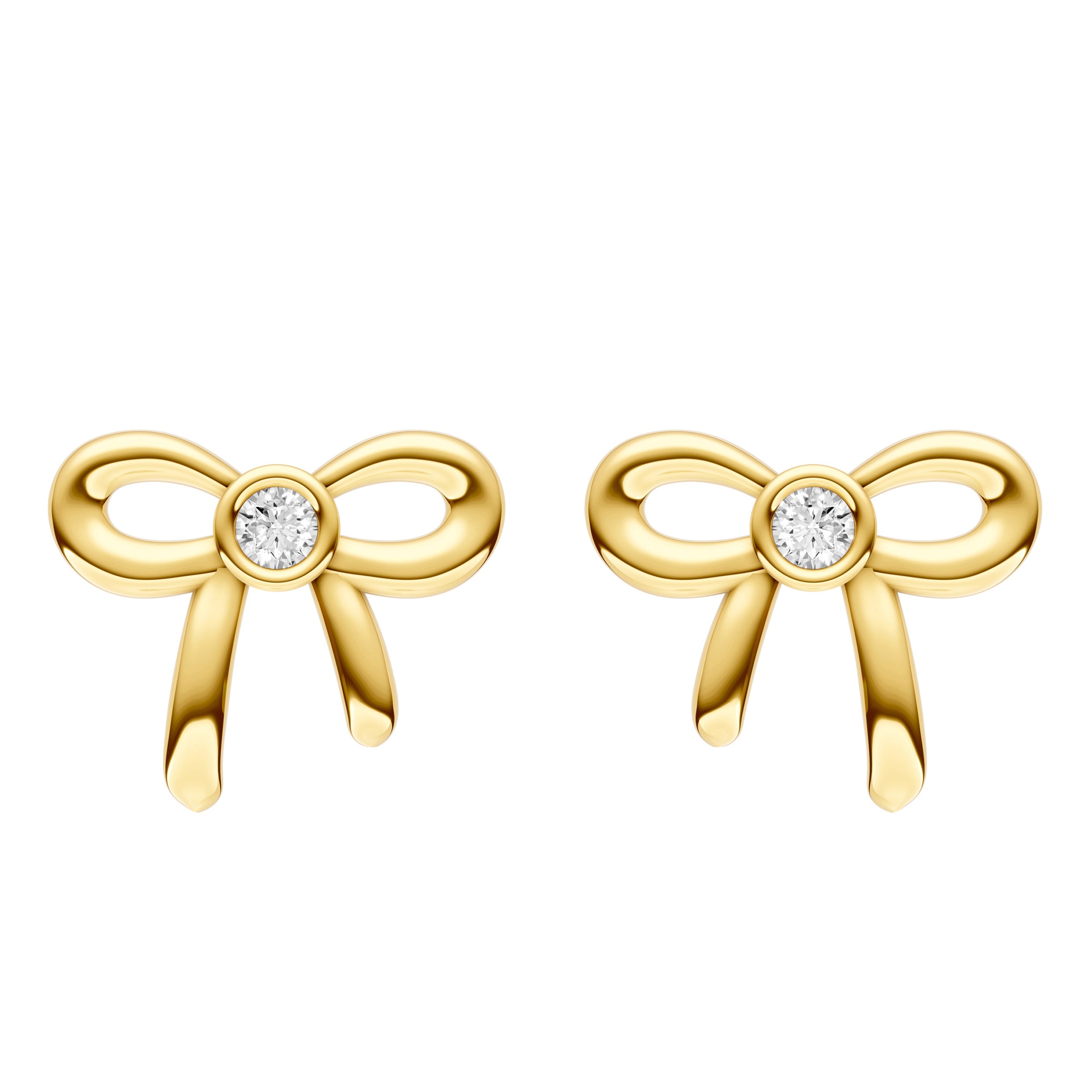 14K Yellow Gold 2pt Diamond Bow Stud Earrings