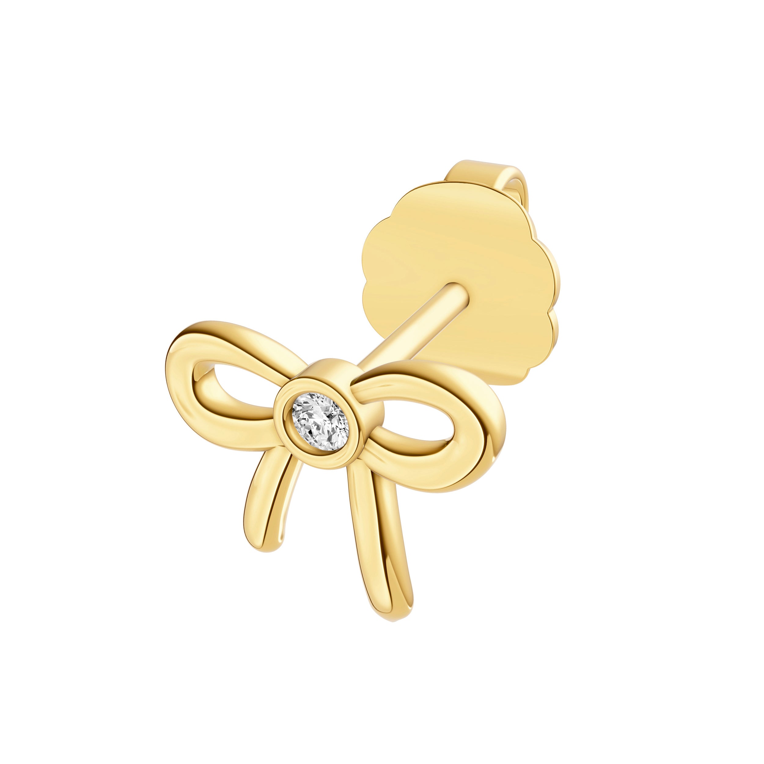 14K Yellow Gold 2pt Diamond Bow Stud Earrings