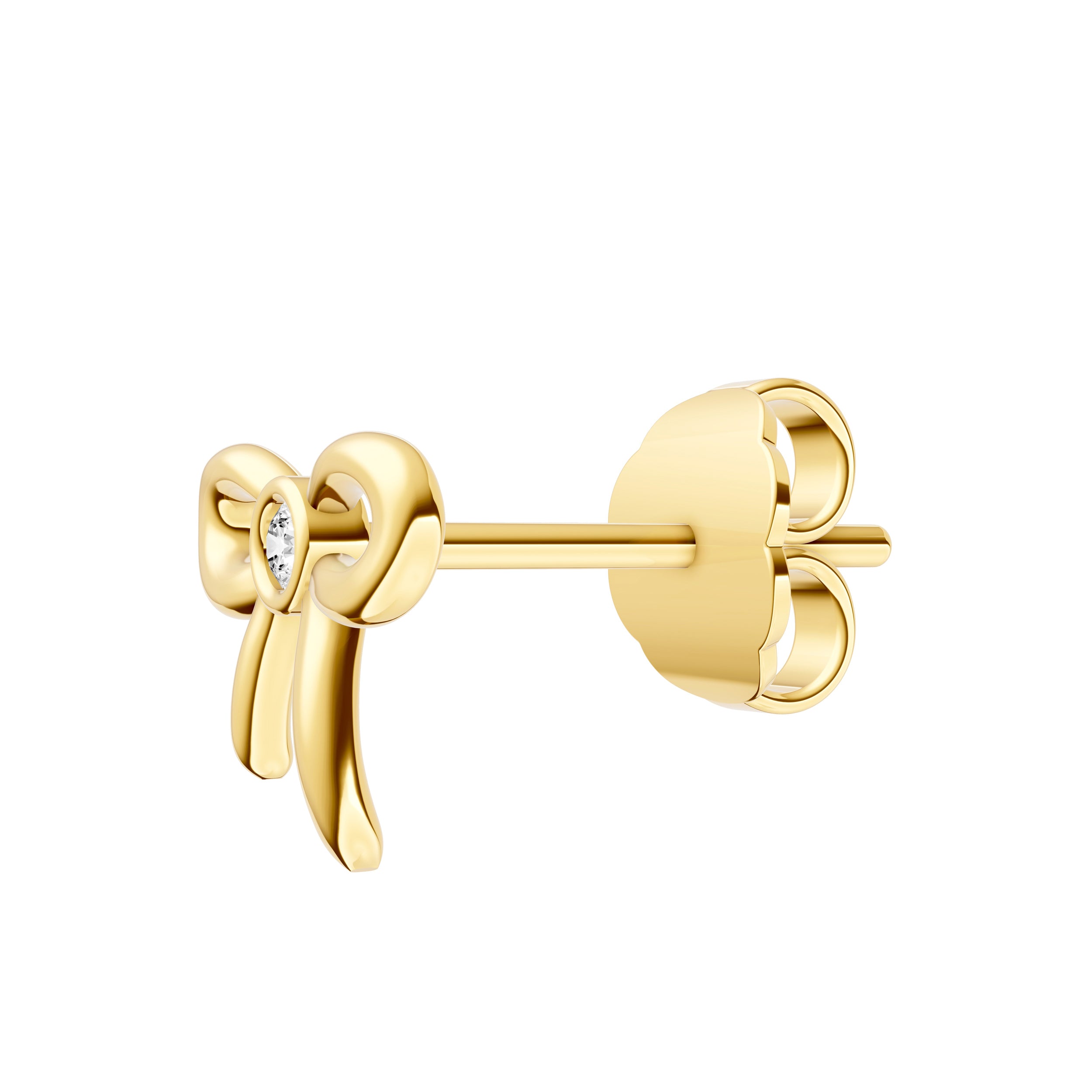14K Yellow Gold 2pt Diamond Bow Stud Earrings
