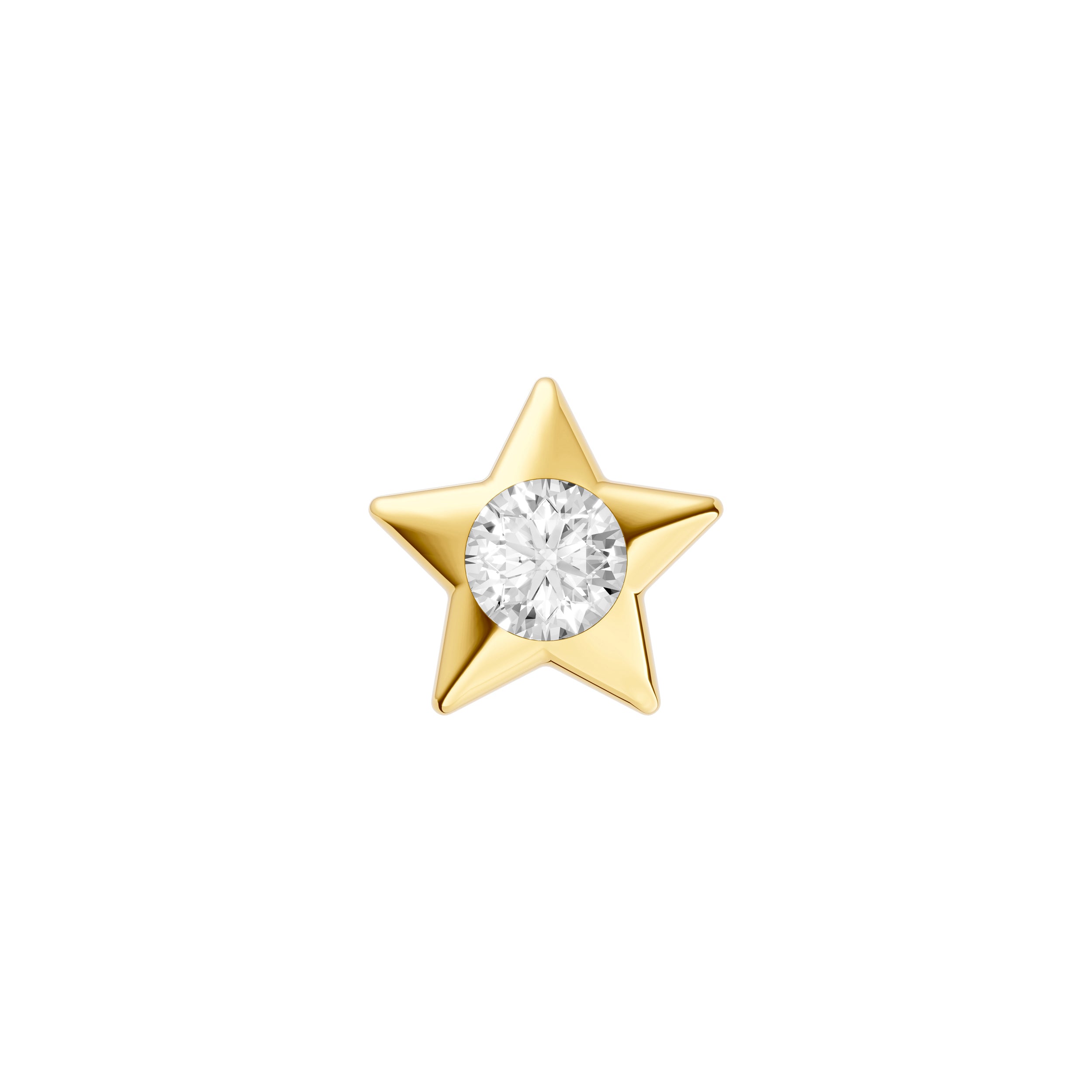 14K Yellow Gold 0.05tcw Diamond Puff Star Stud Earrings