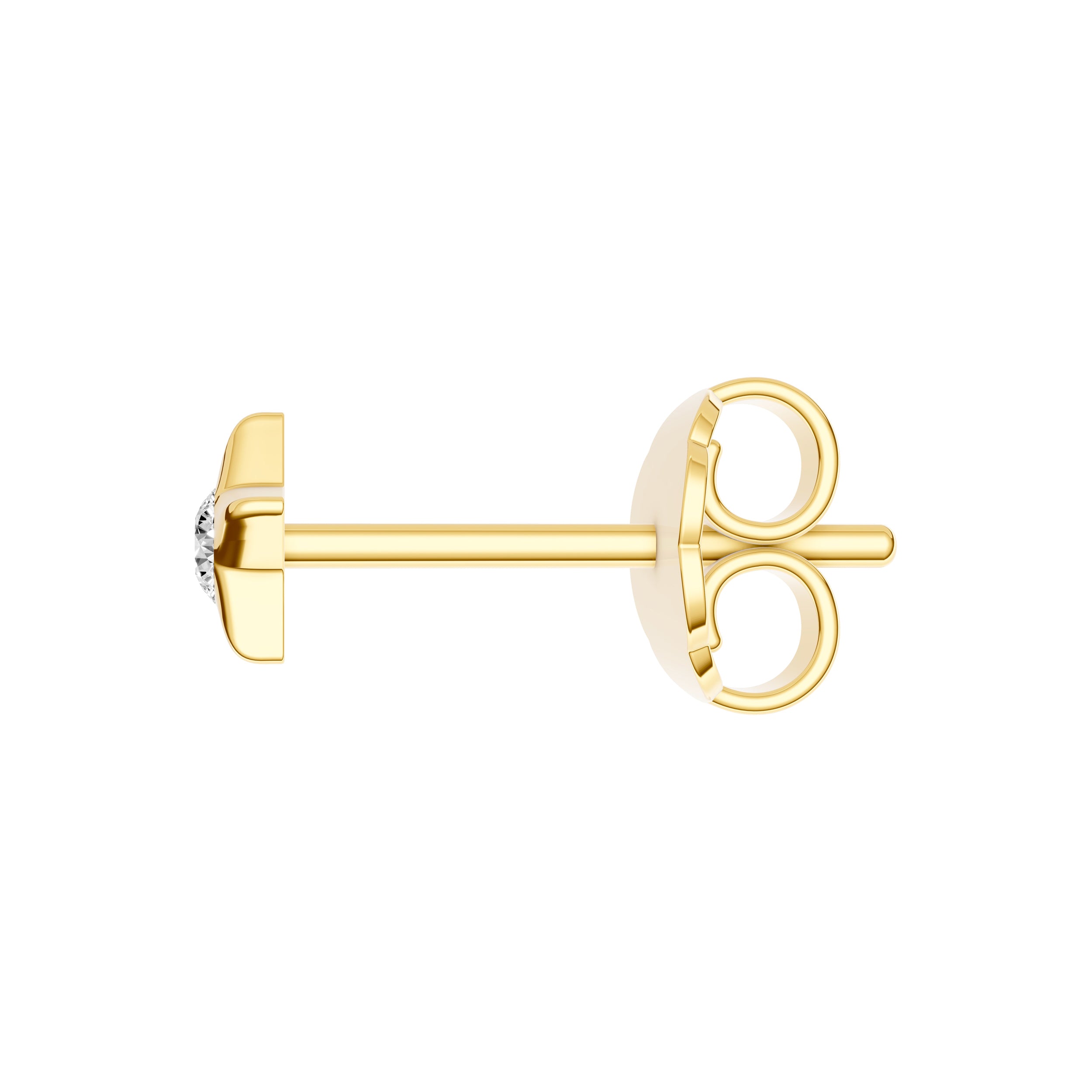 14K Yellow Gold 0.05tcw Diamond Puff Star Stud Earrings
