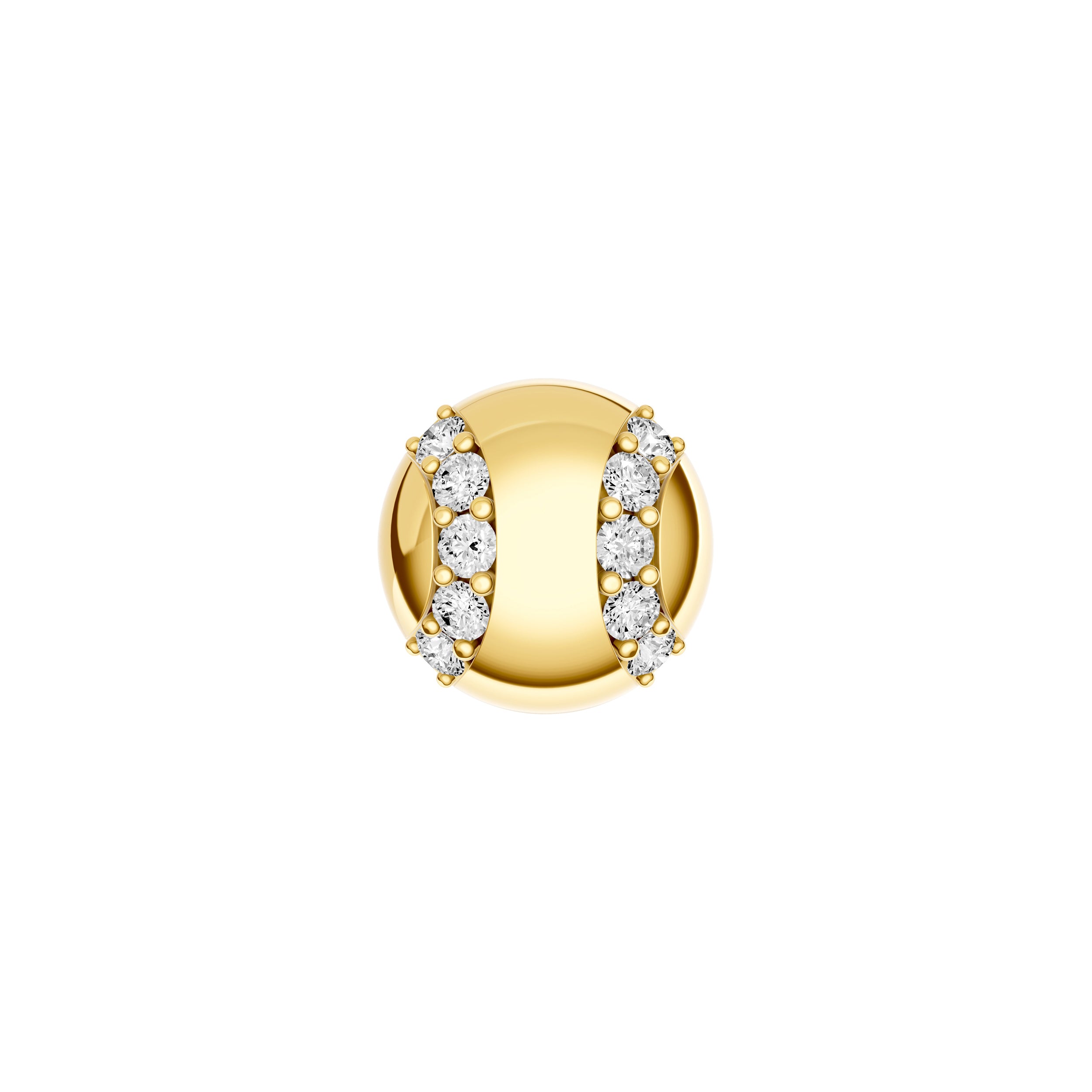 14K Yellow Gold 0.10tcw Diamond Baseball Stud Earrings