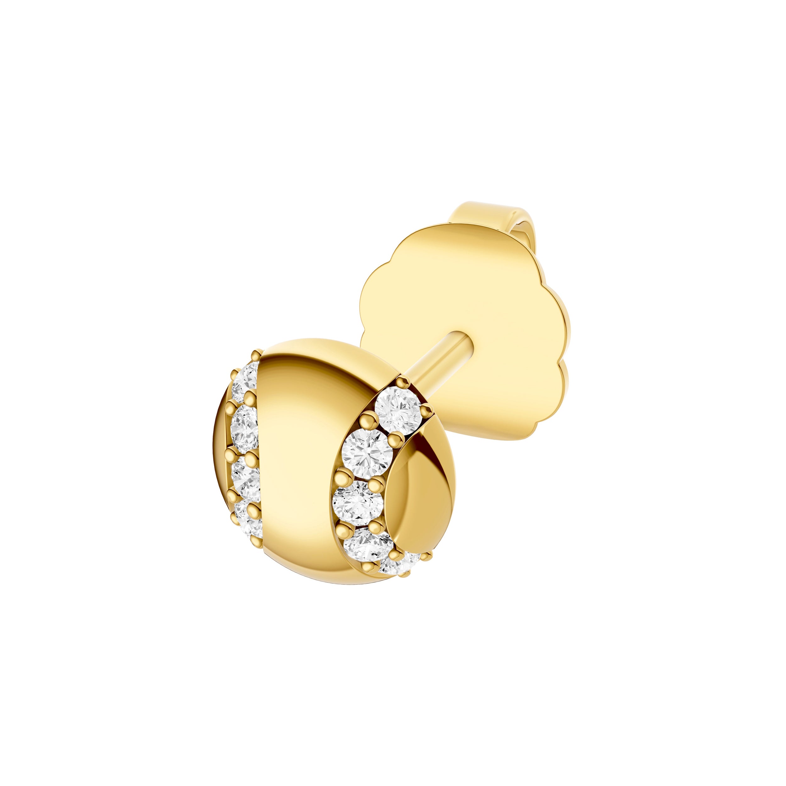 14K Yellow Gold 0.10tcw Diamond Baseball Stud Earrings
