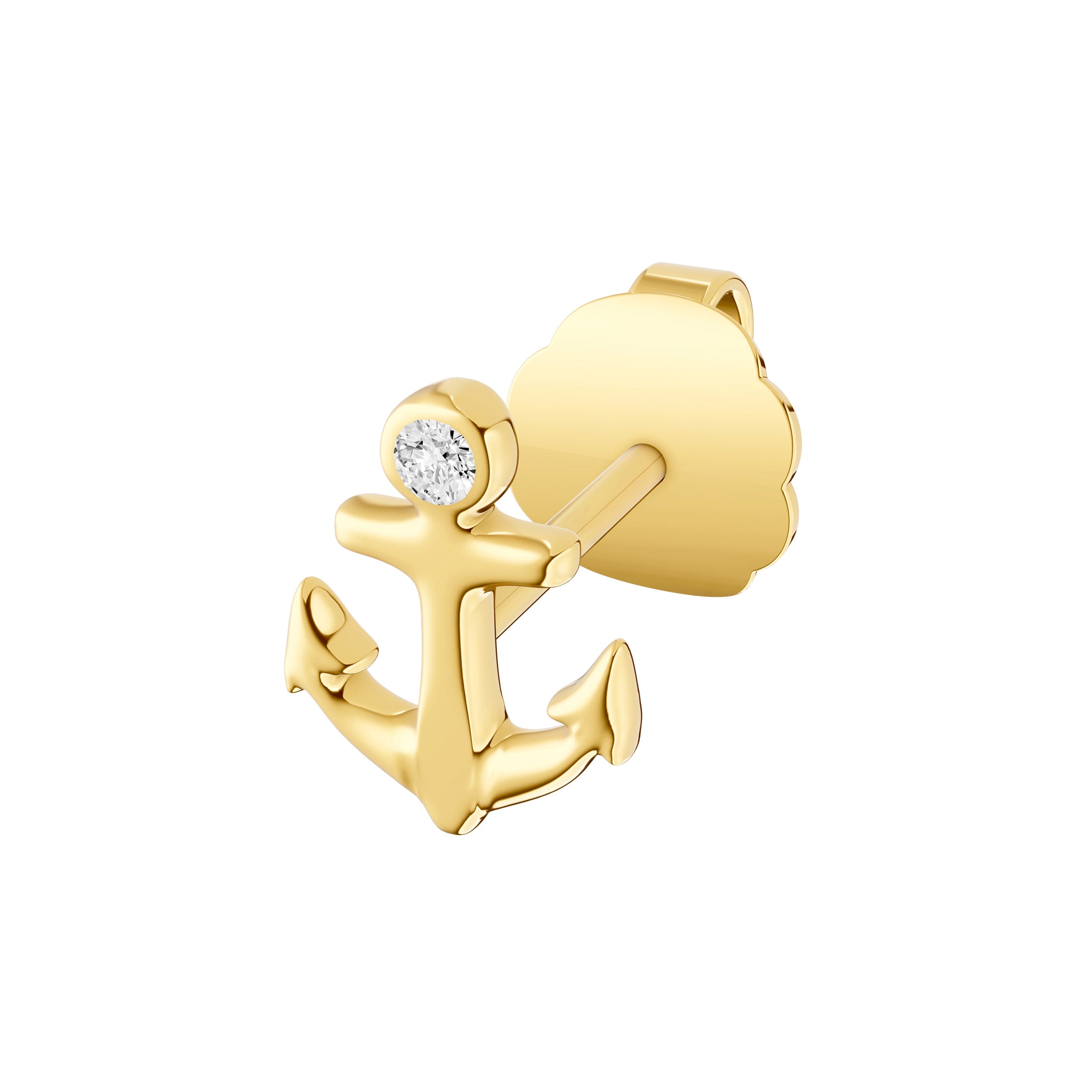 14K Yellow Gold Diamond Anchor Stud Earrings Birmingham Jewelry Earrings Birmingham Jewelry 