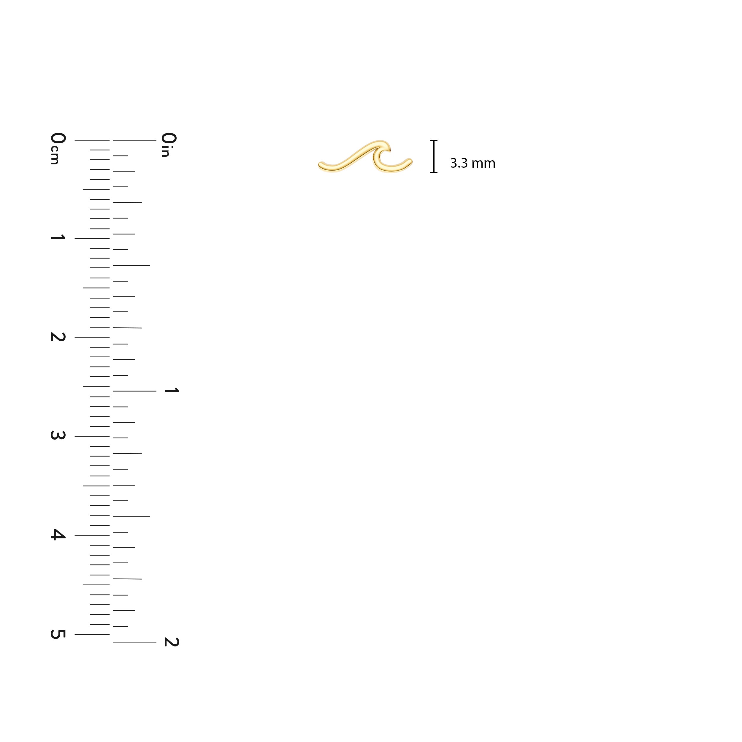 14K Yellow Gold Wave Stud Earrings