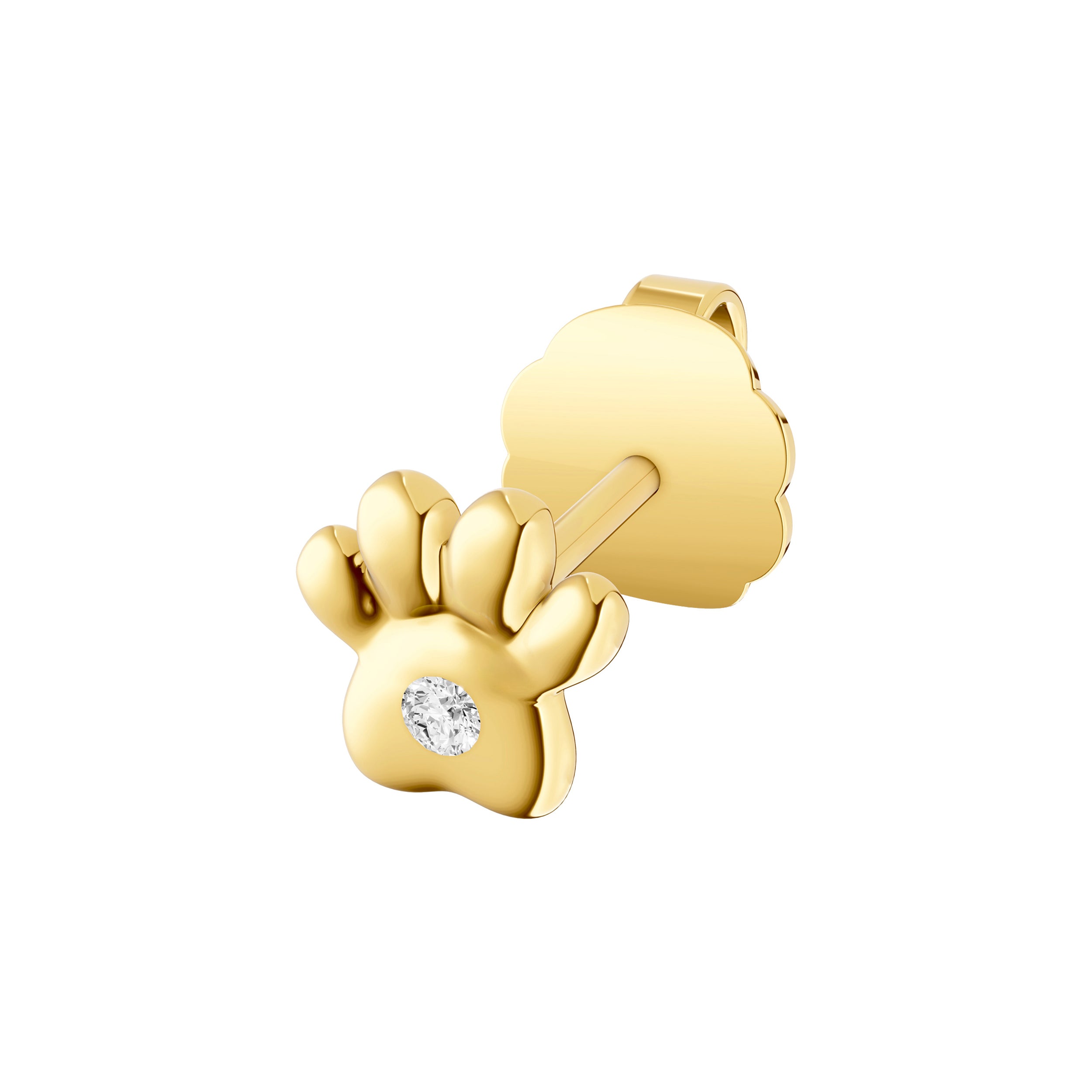 14K Yellow Gold 2pt Diamond Paw Stud Earrings