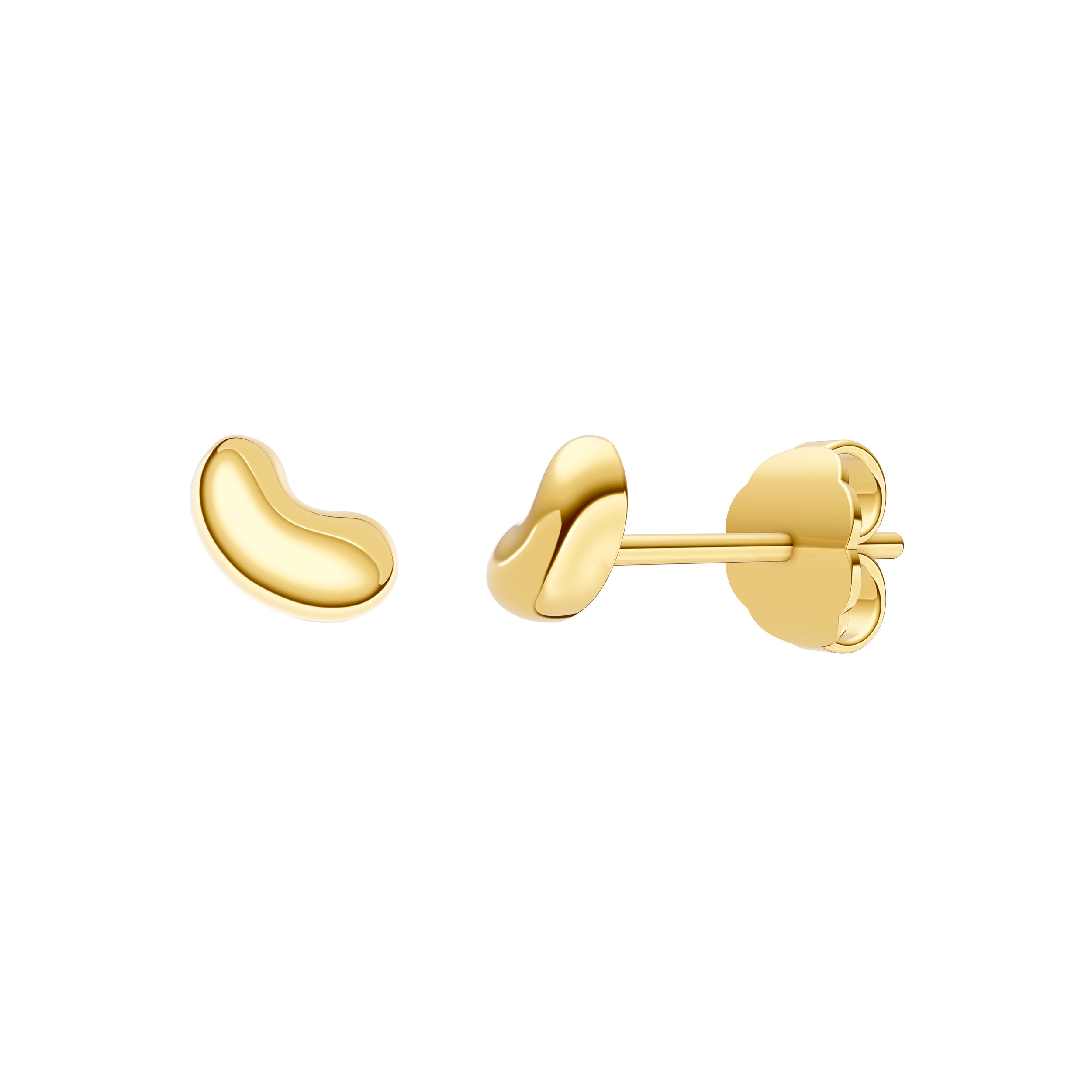14K Yellow Gold Bean Stud Earrings Birmingham Jewelry Earrings Birmingham Jewelry 