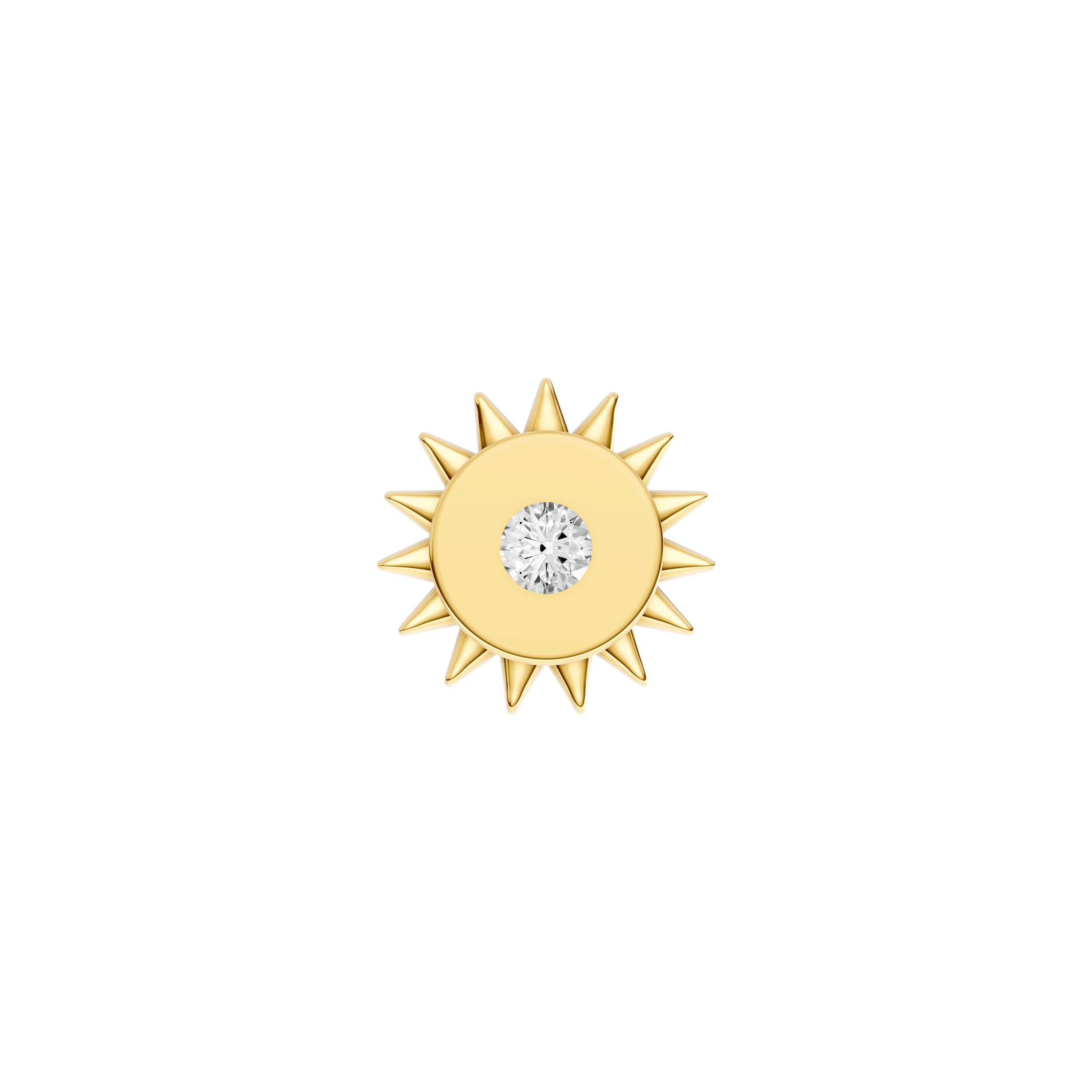 14K Yellow Gold 3pt Diamond Sun Stud Earrings