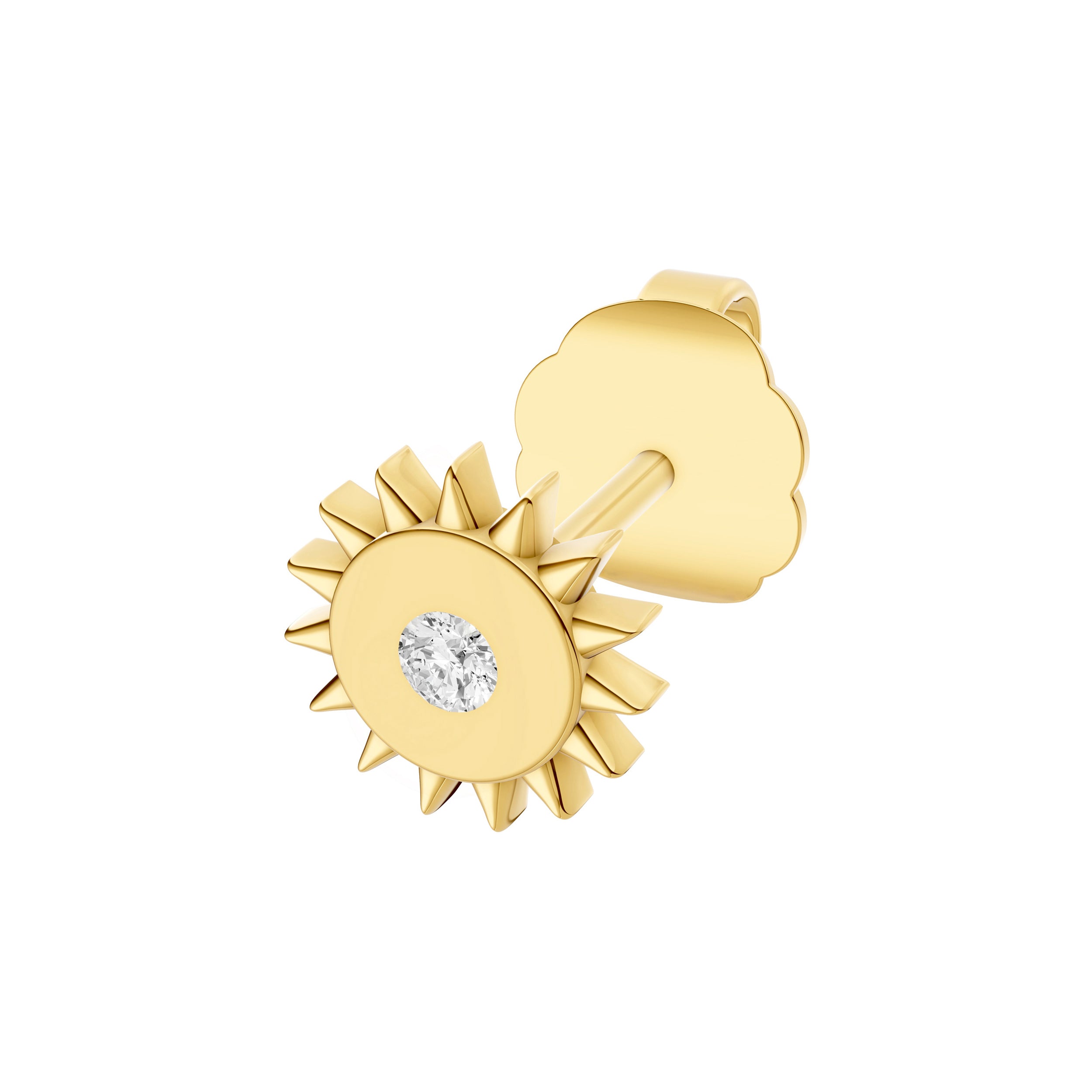14K Yellow Gold 3pt Diamond Sun Stud Earrings