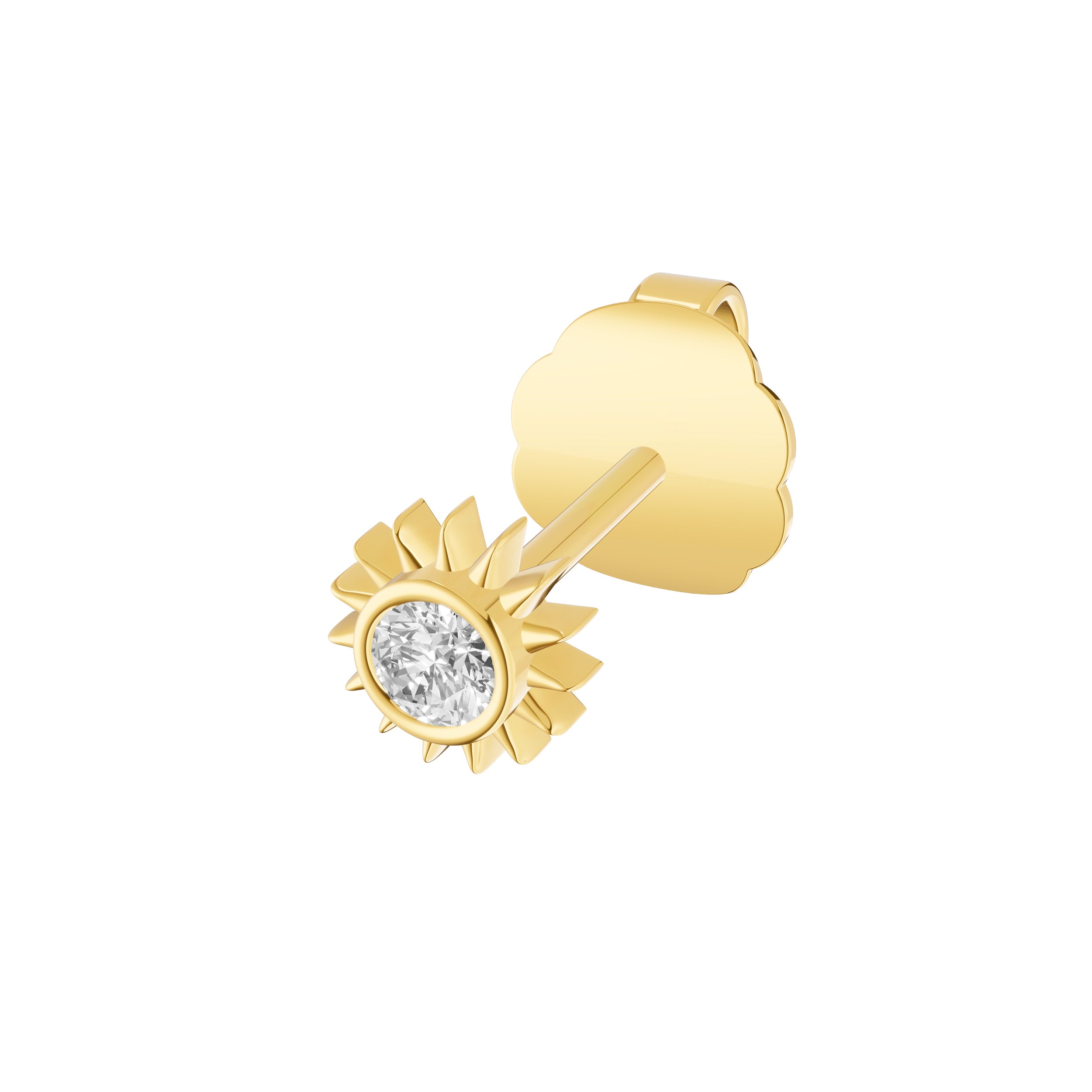14K Yellow Gold 0.05tcw Diamond Sun Stud Earrings