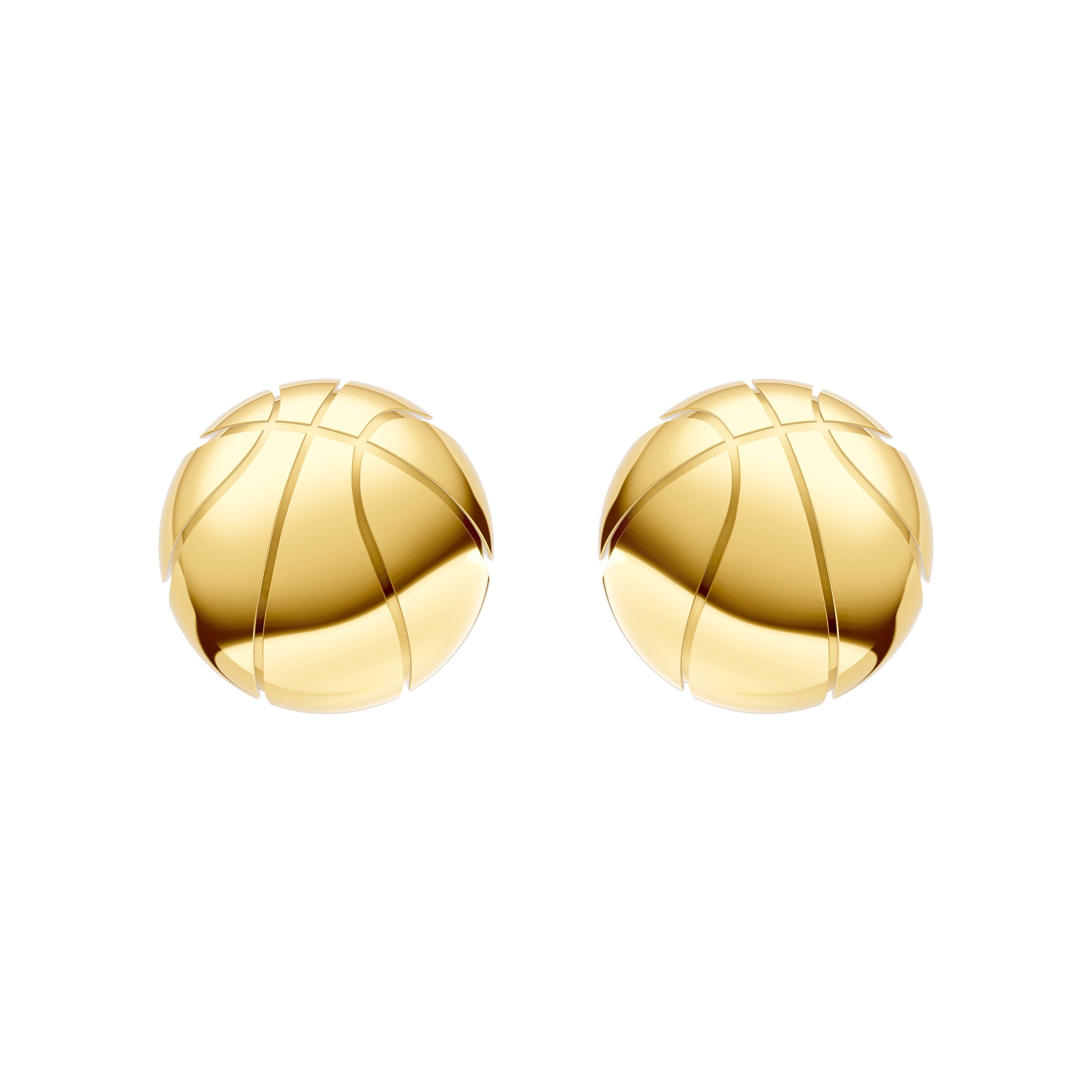 14K Yellow Gold Basketball Stud Earrings