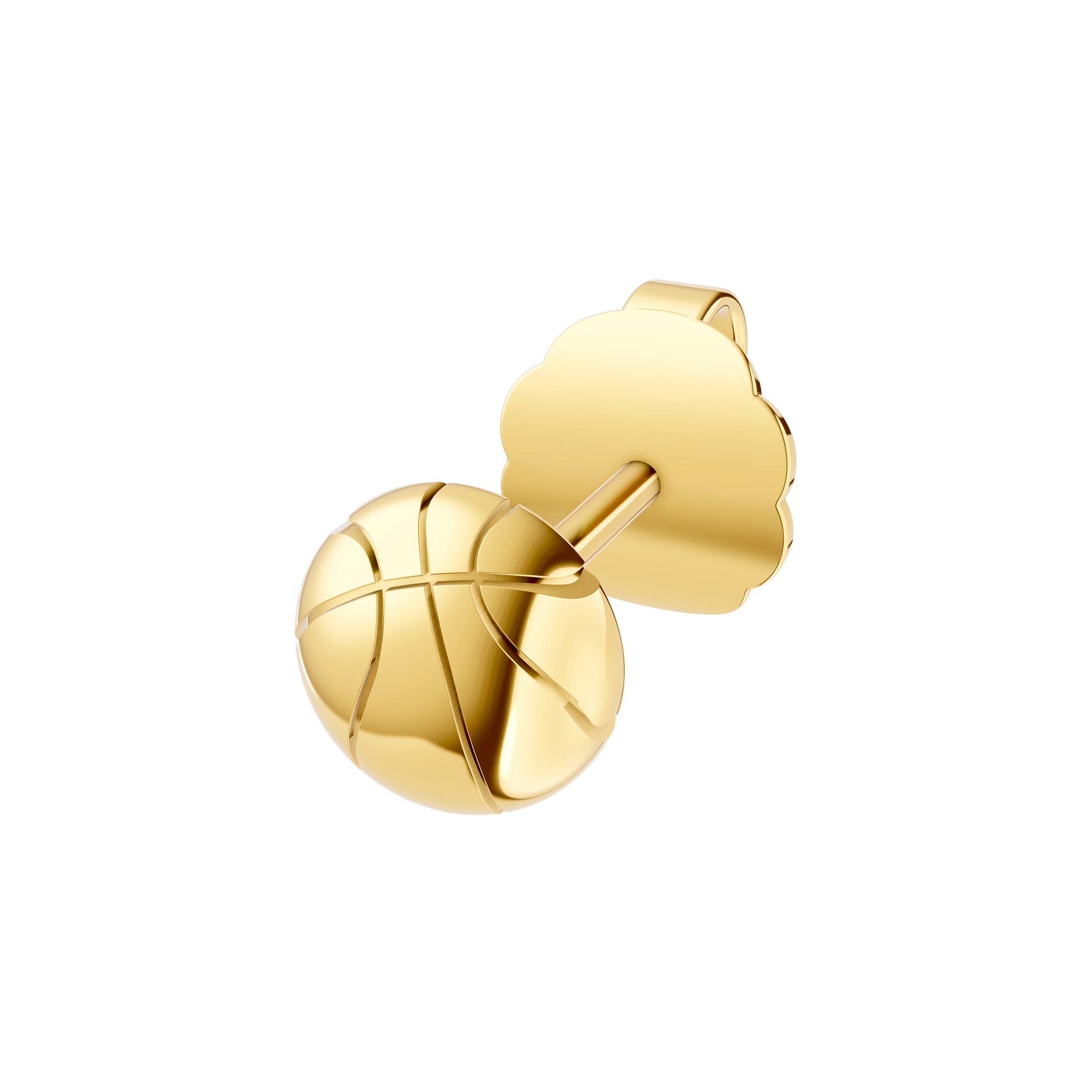 14K Yellow Gold Basketball Stud Earrings