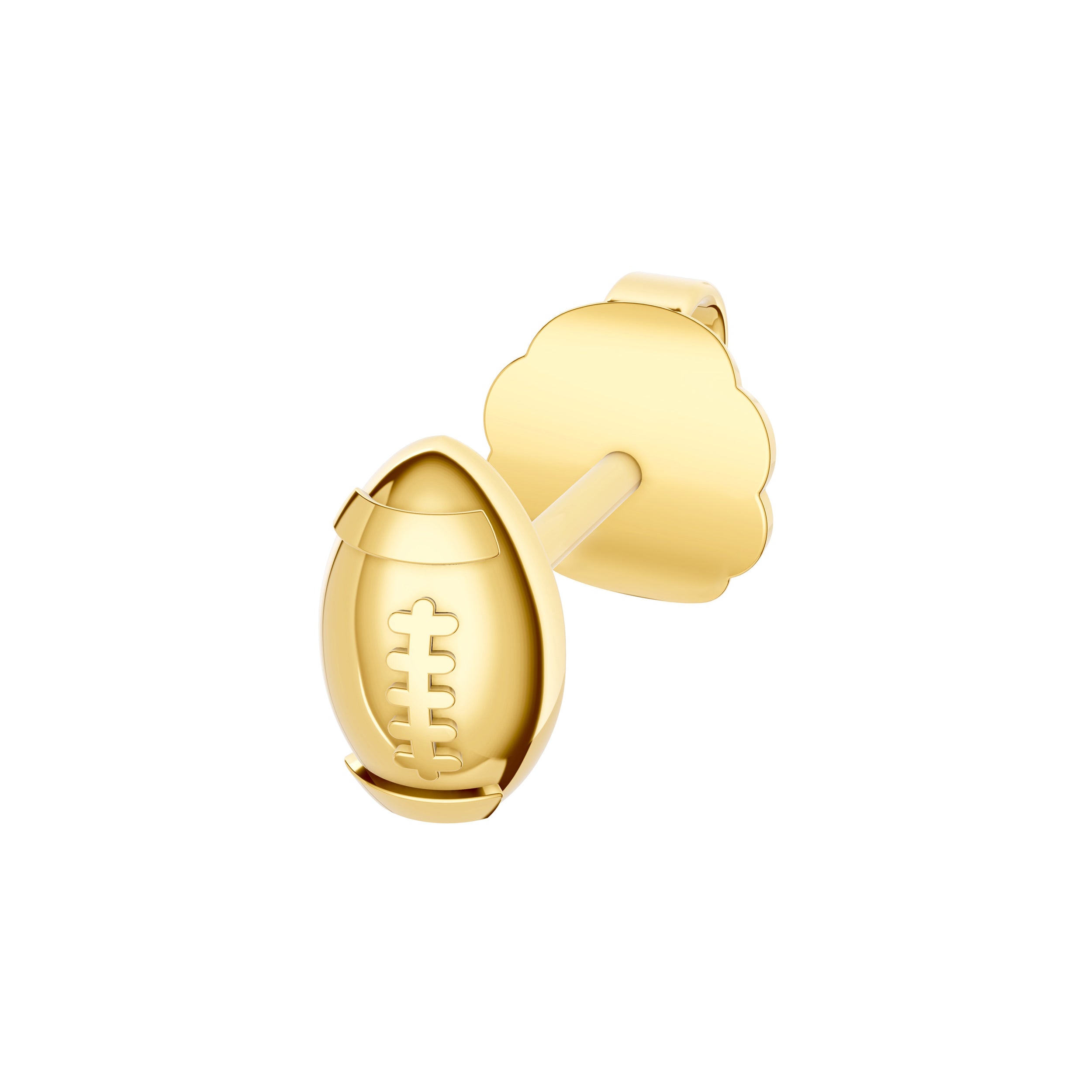 14K Yellow Gold Football Stud Earrings