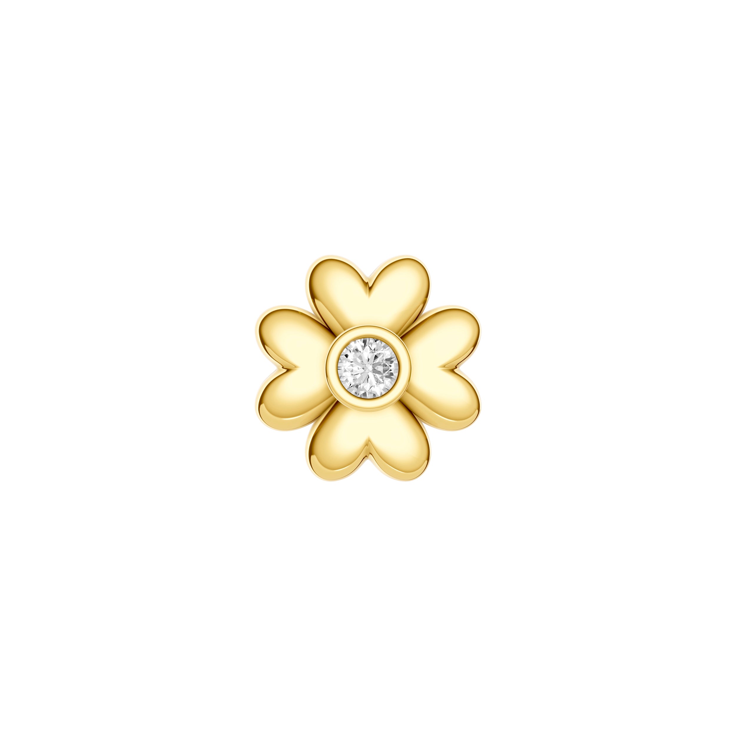 14K Yellow Gold 3pt Diamond Puff Flower Stud Earrings