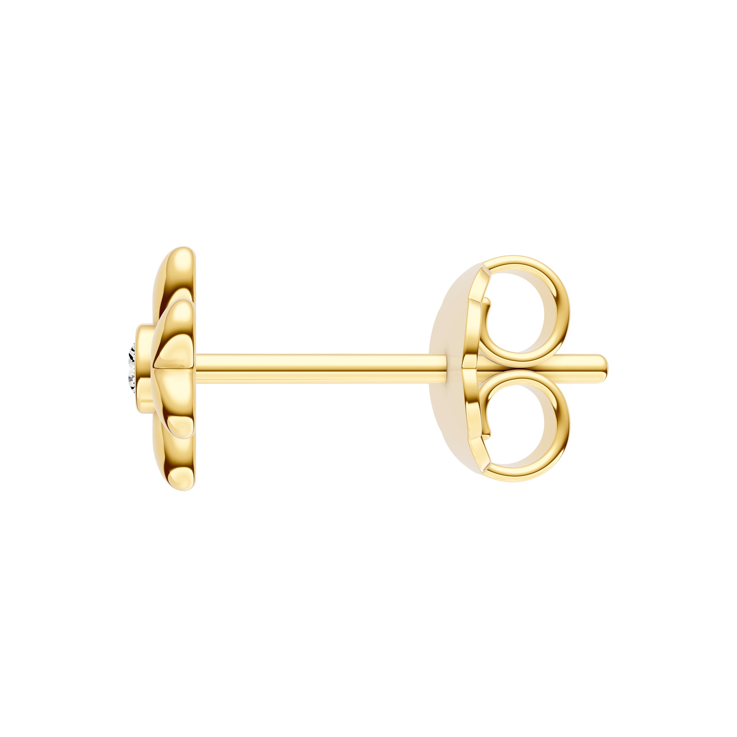 14K Yellow Gold 3pt Diamond Puff Flower Stud Earrings
