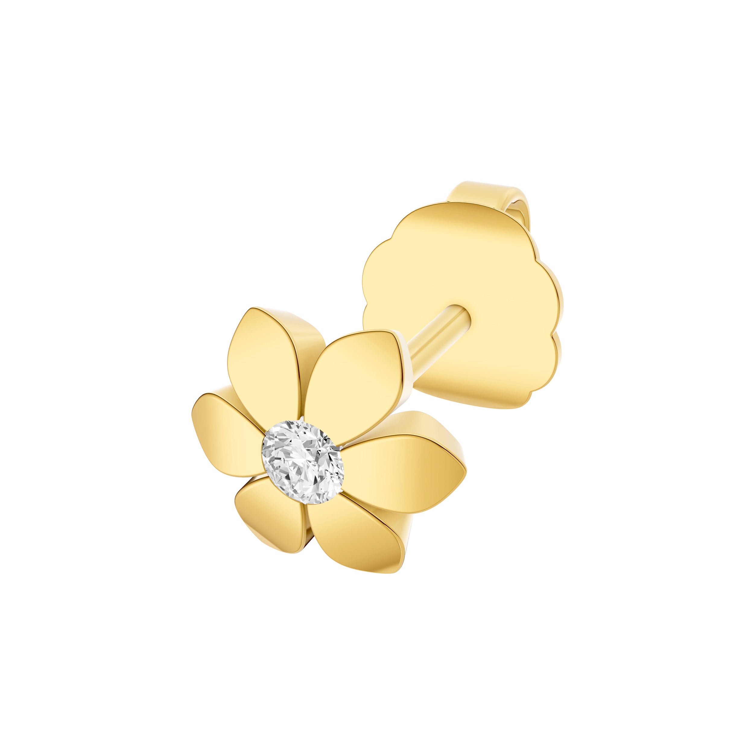 14K Yellow Gold 0.05tcw Diamond Daisy Flower Stud Earrings