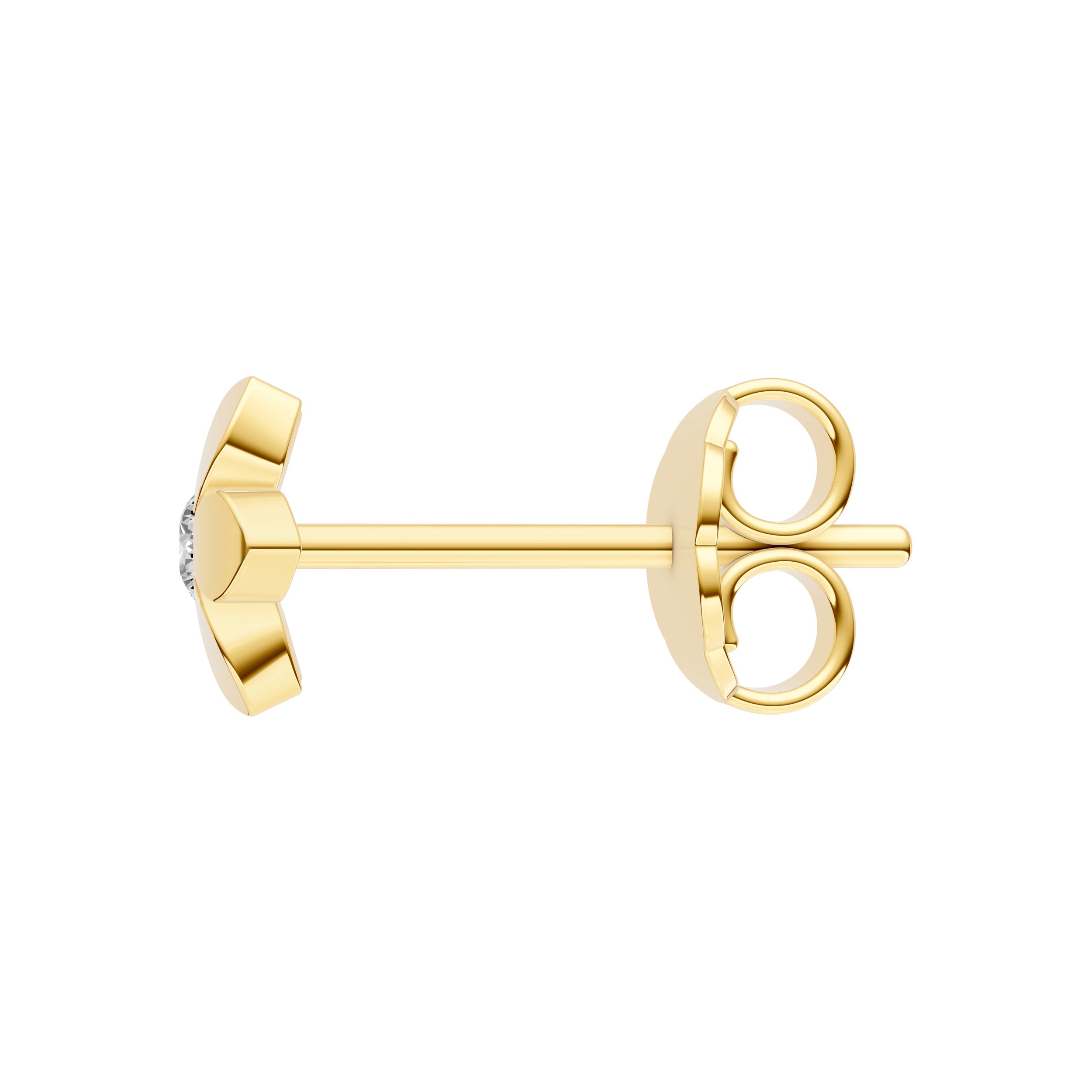 14K Yellow Gold 0.05tcw Diamond Daisy Flower Stud Earrings