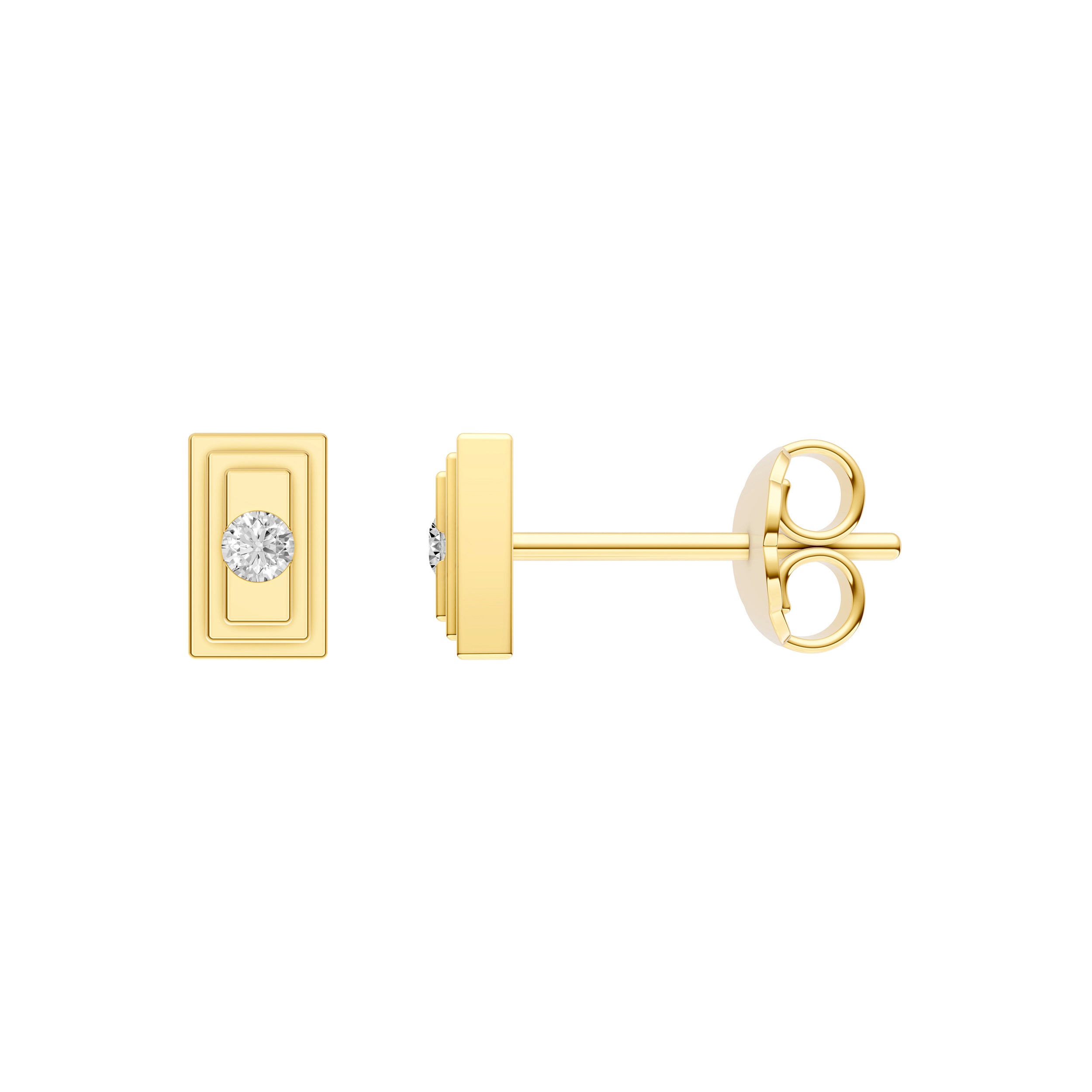 14K Yellow Gold 0.05tcw Diamond Framed Rectangle Stud Earrings