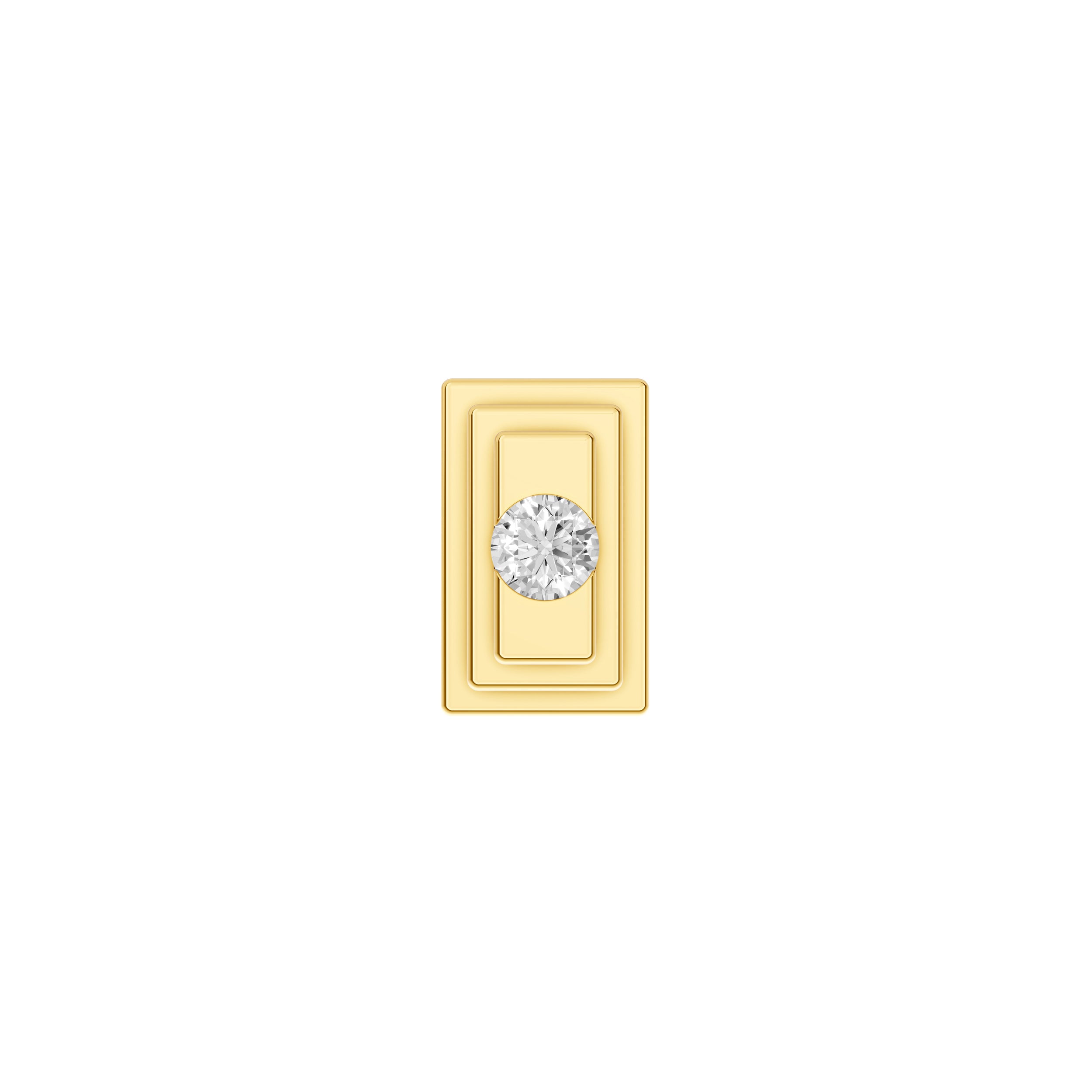 14K Yellow Gold 0.05tcw Diamond Framed Rectangle Stud Earrings