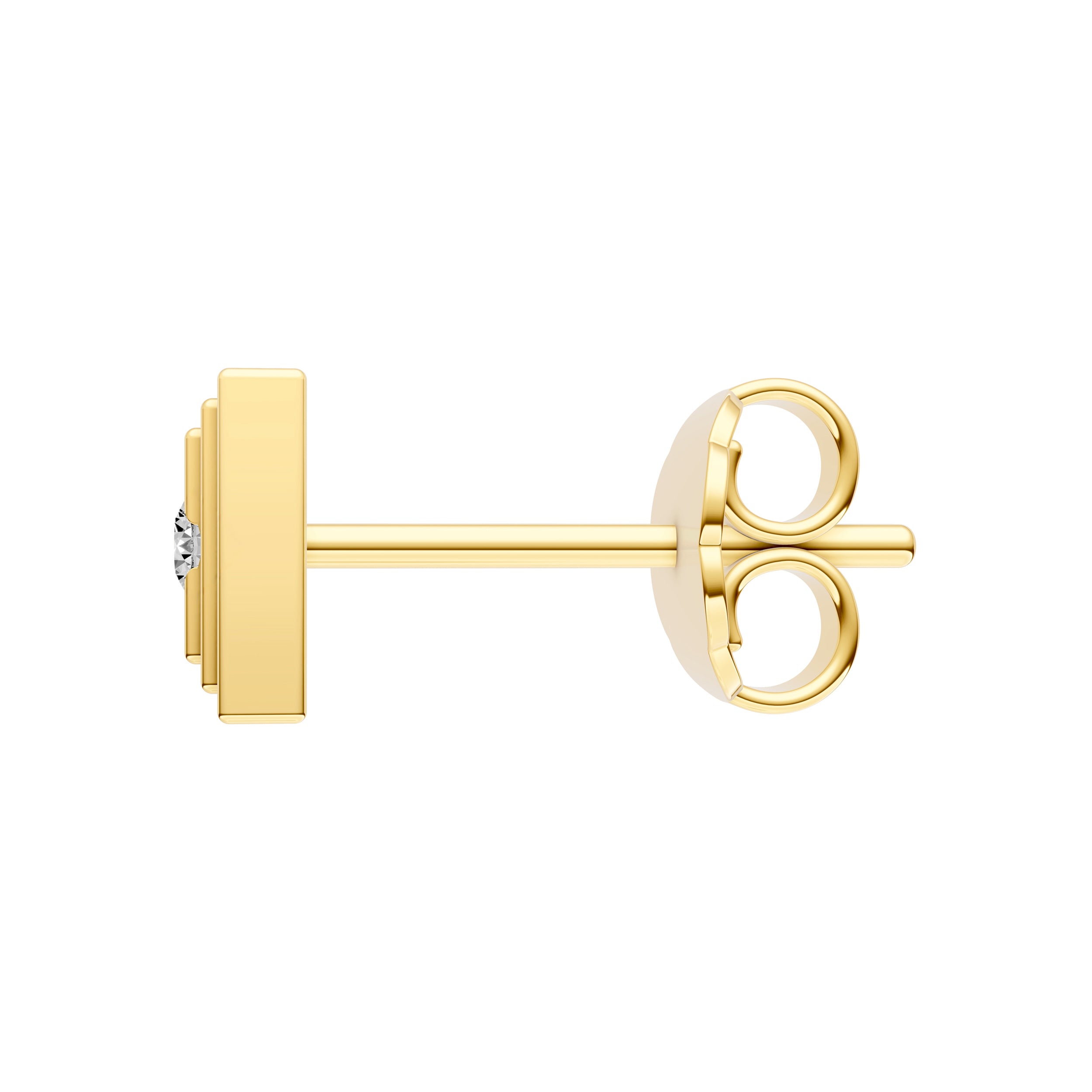 14K Yellow Gold 0.05tcw Diamond Framed Rectangle Stud Earrings