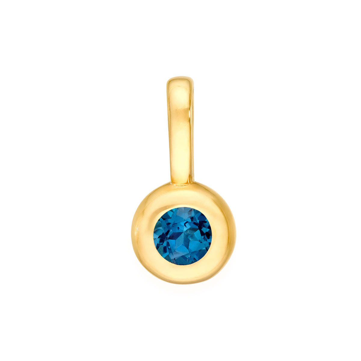 14K Yellow Gold Birthstone Charm December London Blue