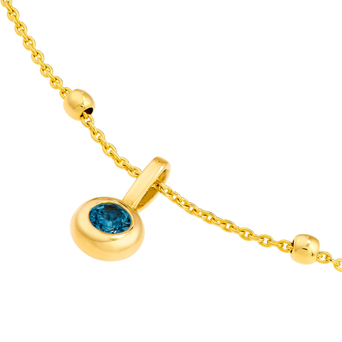 14K Yellow Gold Birthstone Charm December London Blue