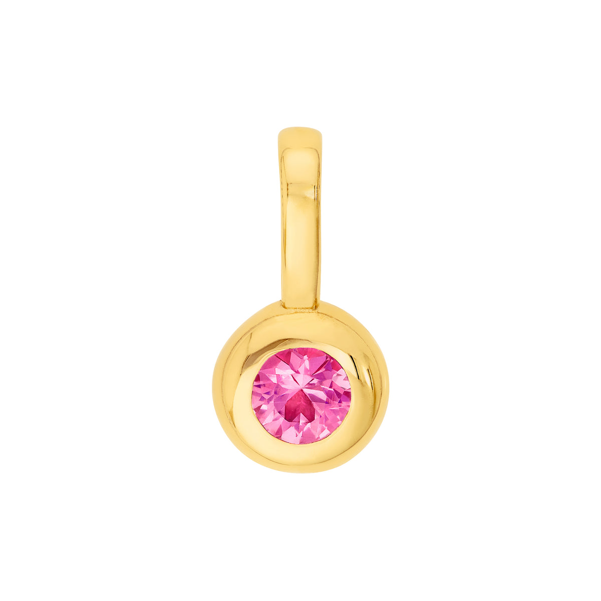 14K Yellow Gold Birthstone Charm October Pink Sapphire