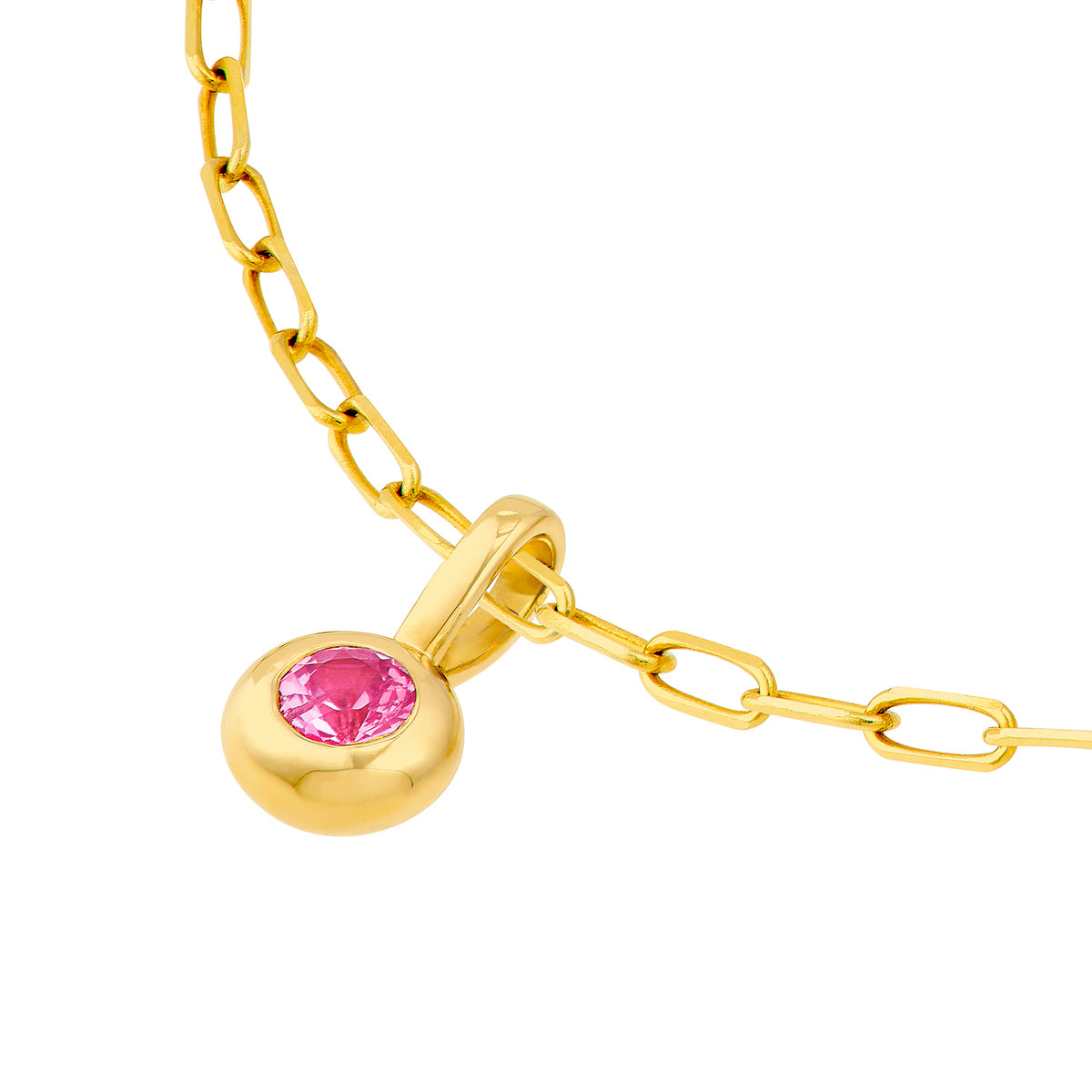 14K Yellow Gold Birthstone Charm October Pink Sapphire