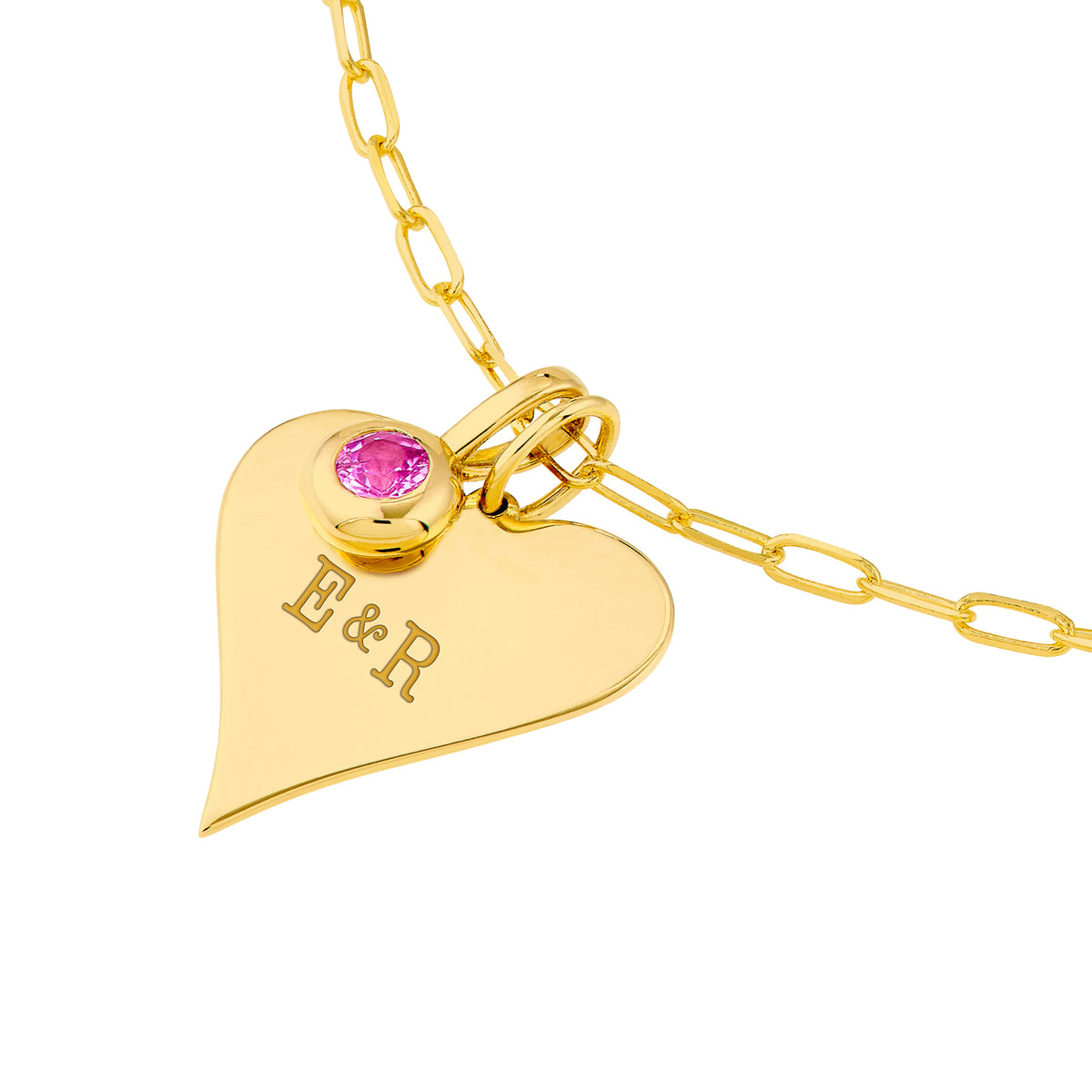 14K Yellow Gold Birthstone Charm October Pink Sapphire