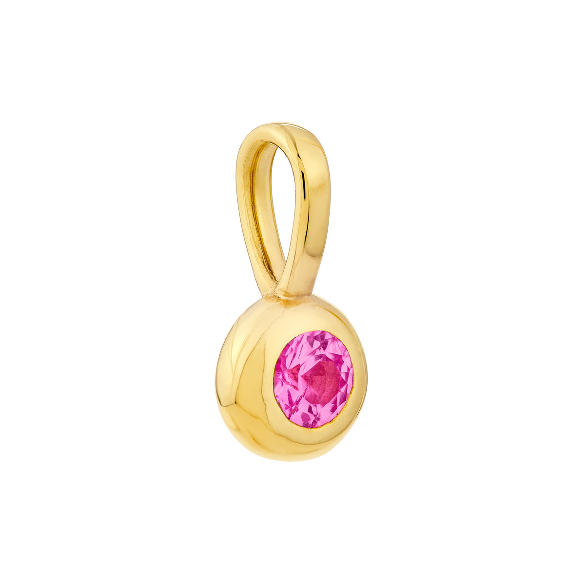 14K Yellow Gold Birthstone Charm October Pink Sapphire