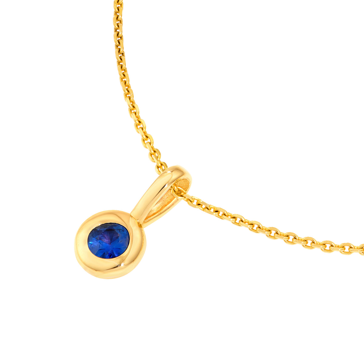 14K Yellow Gold Birthstone Charm September Blue Sapphire
