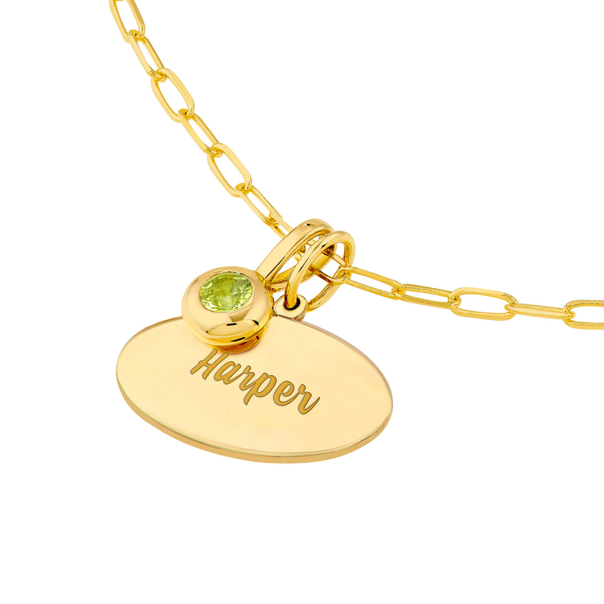 14K Yellow Gold Birthstone Charm August Peridot