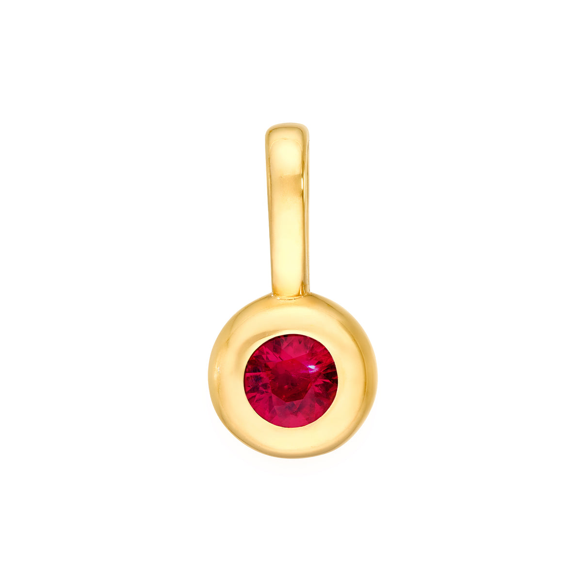 14K Yellow Gold Birthstone Charm July Ruby