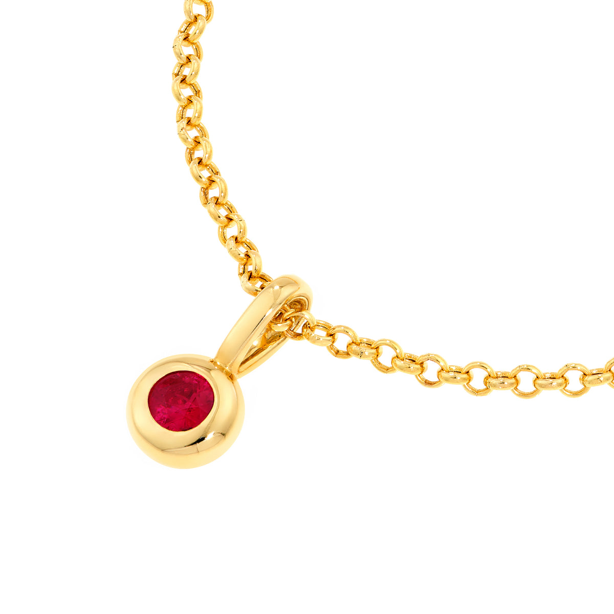 14K Yellow Gold Birthstone Charm July Ruby