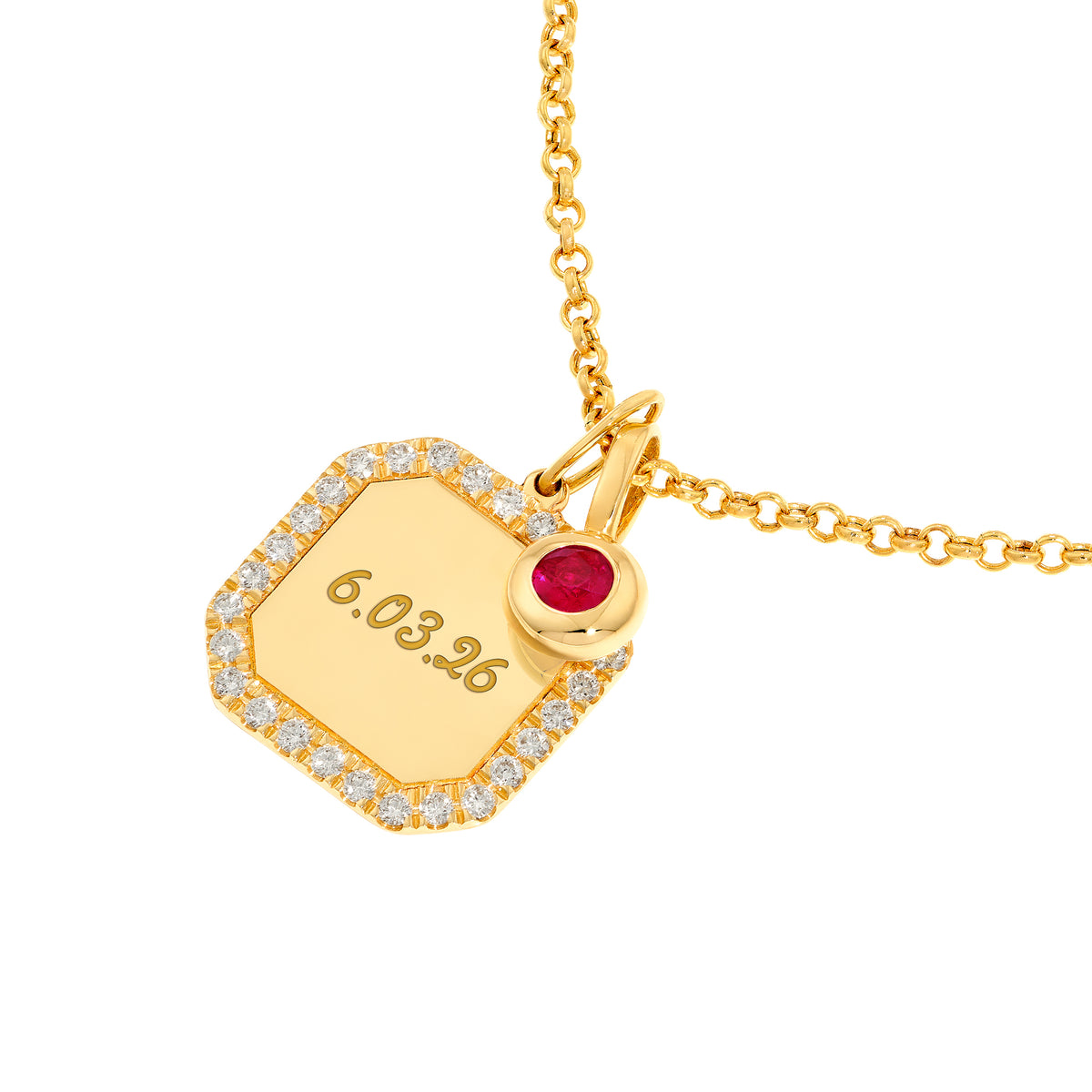 14K Yellow Gold Birthstone Charm July Ruby