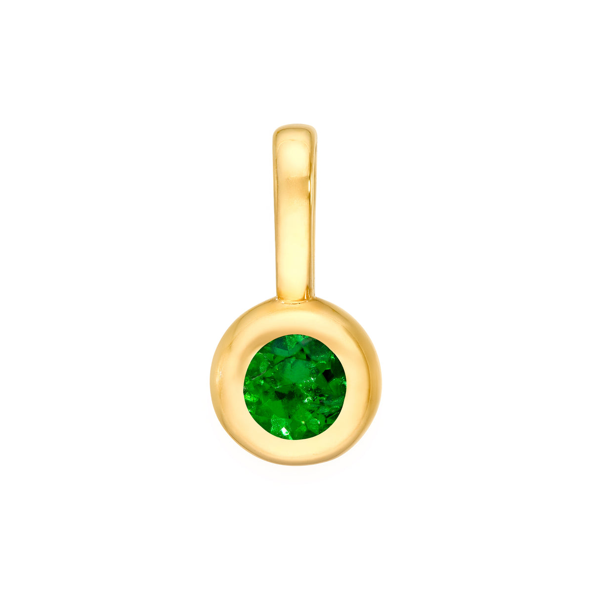 14K Yellow Gold Birthstone Charm May Green Tsavorite